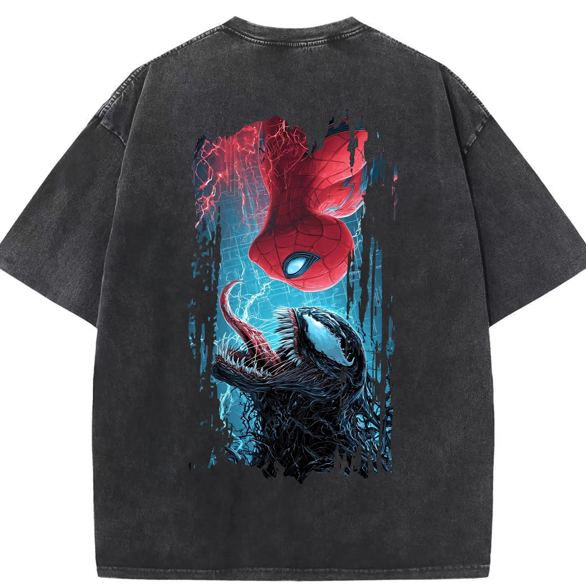 アベンジャーズ (Avenjāzu) グッズ スパイダーマン（Spider-Man） - 綿100％ ヴィンテージ風 半袖Tシャツ ・ 背面プリント ・ 柔らか肌触り ・ 通気性 快適 ・ スポーツ カジュアル 外出用