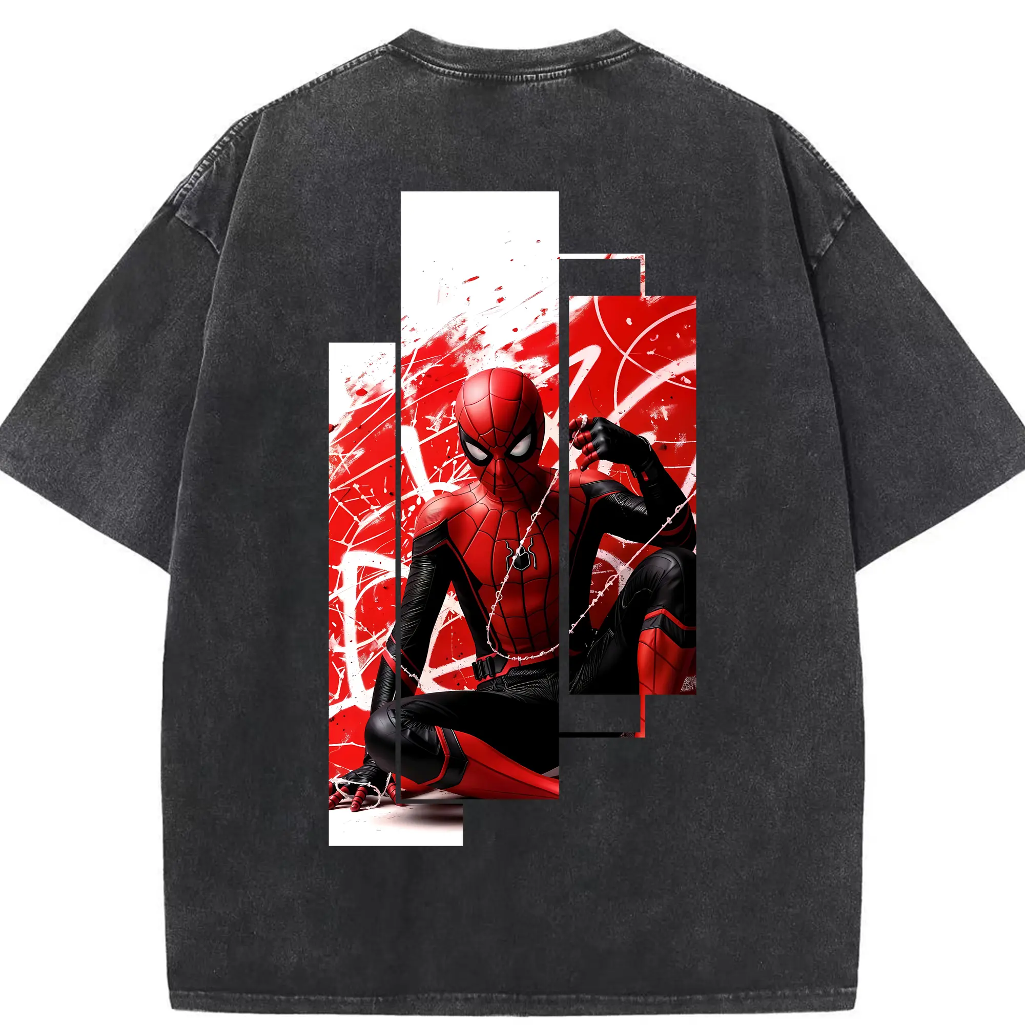 アベンジャーズ (Avenjāzu) グッズ スパイダーマン（Spider-Man） - 綿100％ ヴィンテージ風 半袖Tシャツ ・ 背面プリント ・ 柔らか肌触り ・ 通気性 快適 ・ スポーツ カジュアル 外出用