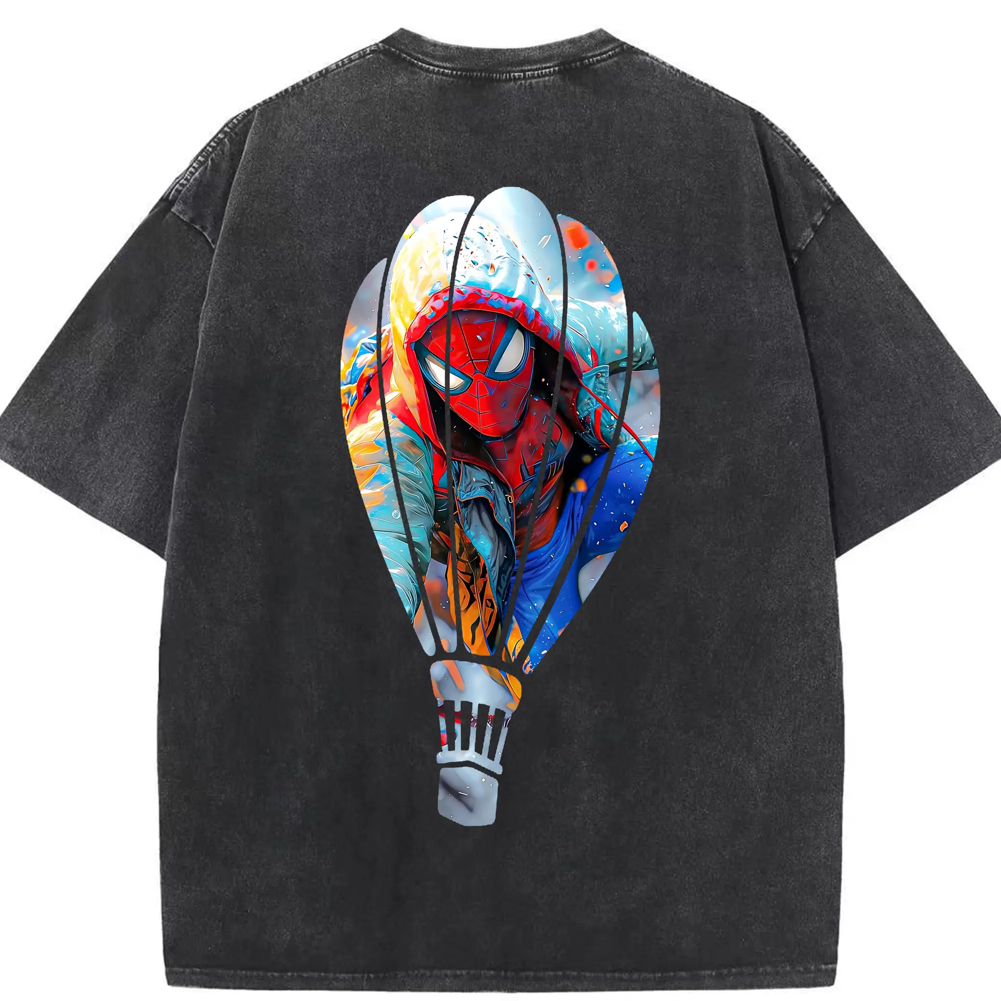 アベンジャーズ (Avenjāzu) グッズ スパイダーマン（Spider-Man） - 綿100％ ヴィンテージ風 半袖Tシャツ ・ 背面プリント ・ 柔らか肌触り ・ 通気性 快適 ・ スポーツ カジュアル 外出用