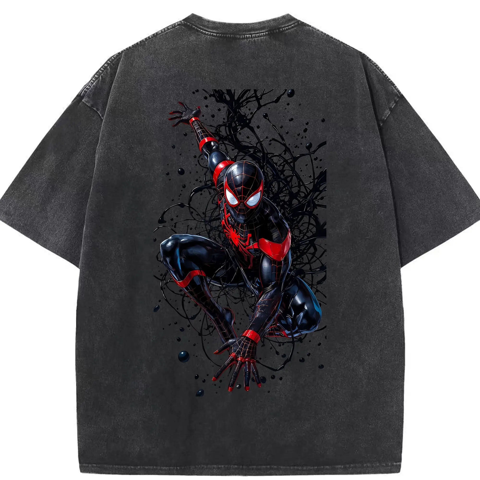 アベンジャーズ (Avenjāzu) グッズ スパイダーマン（Spider-Man） - 綿100％ ヴィンテージ風 半袖Tシャツ ・ 背面プリント ・ 柔らか肌触り ・ 通気性 快適 ・ スポーツ カジュアル 外出用