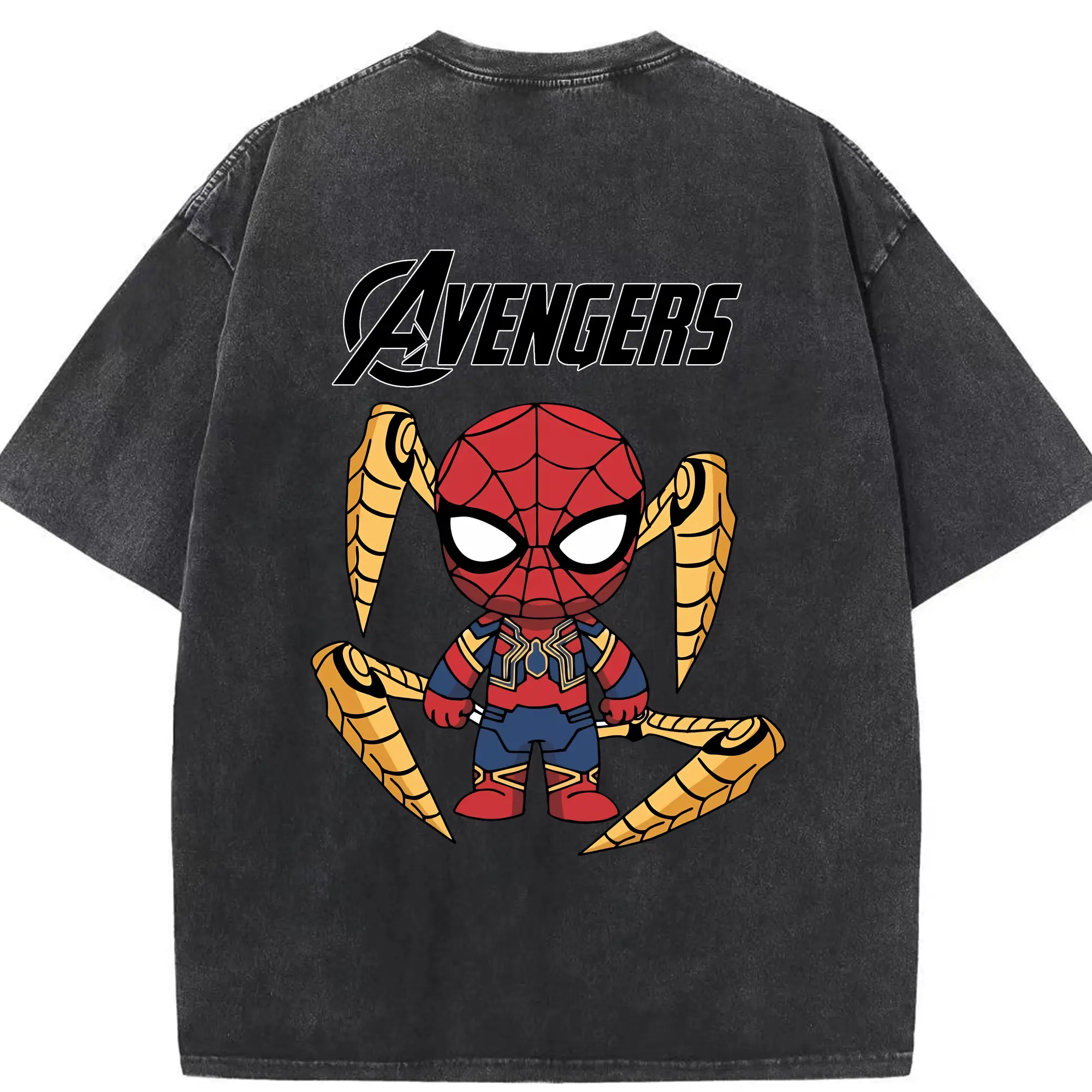 アベンジャーズ (Avenjāzu) グッズ スパイダーマン（Spider-Man） - 綿100％ ヴィンテージ風 半袖Tシャツ ・ 背面プリント ・ 柔らか肌触り ・ 通気性 快適 ・ スポーツ カジュアル 外出用
