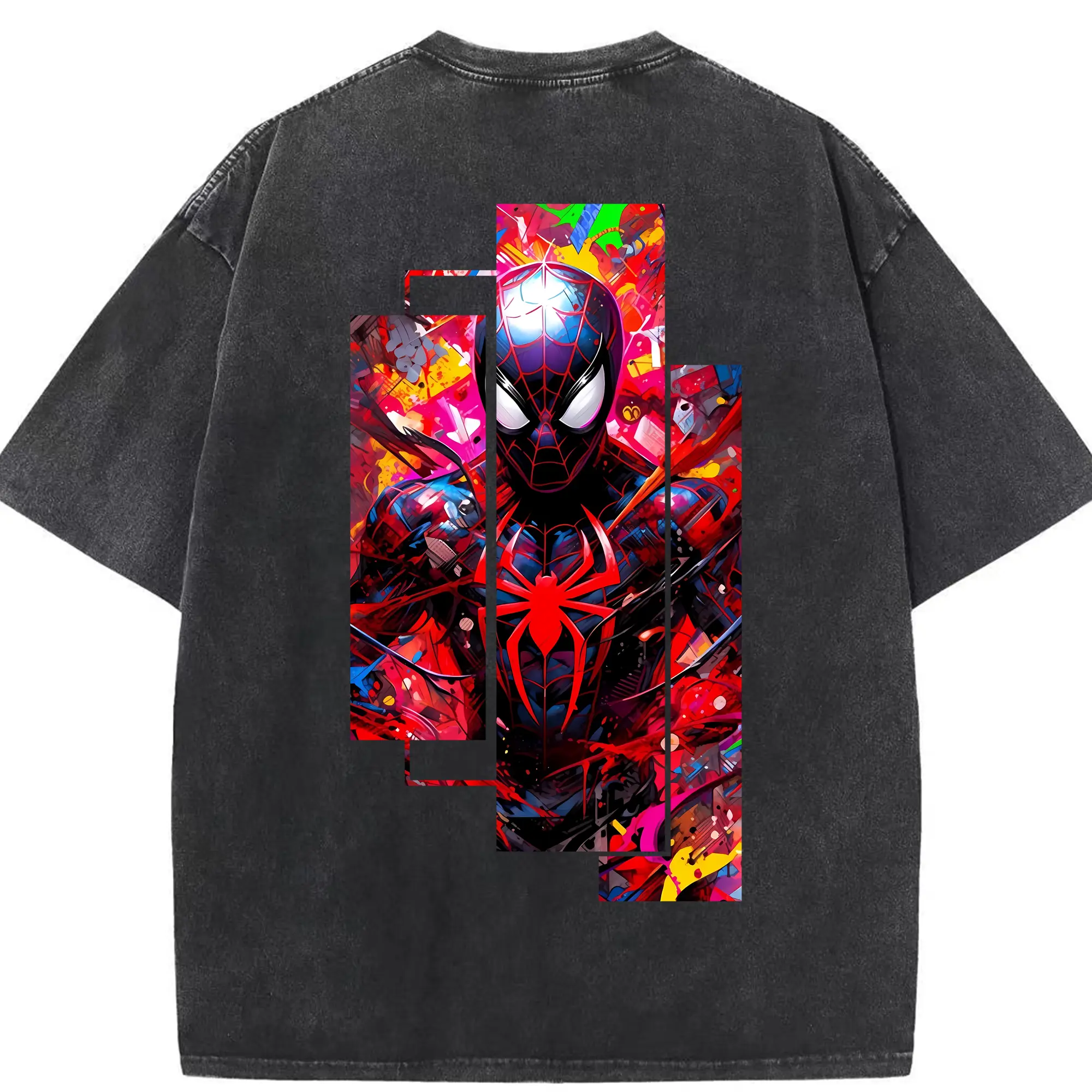 アベンジャーズ (Avenjāzu) グッズ スパイダーマン（Spider-Man） - 綿100％ ヴィンテージ風 半袖Tシャツ ・ 背面プリント ・ 柔らか肌触り ・ 通気性 快適 ・ スポーツ カジュアル 外出用