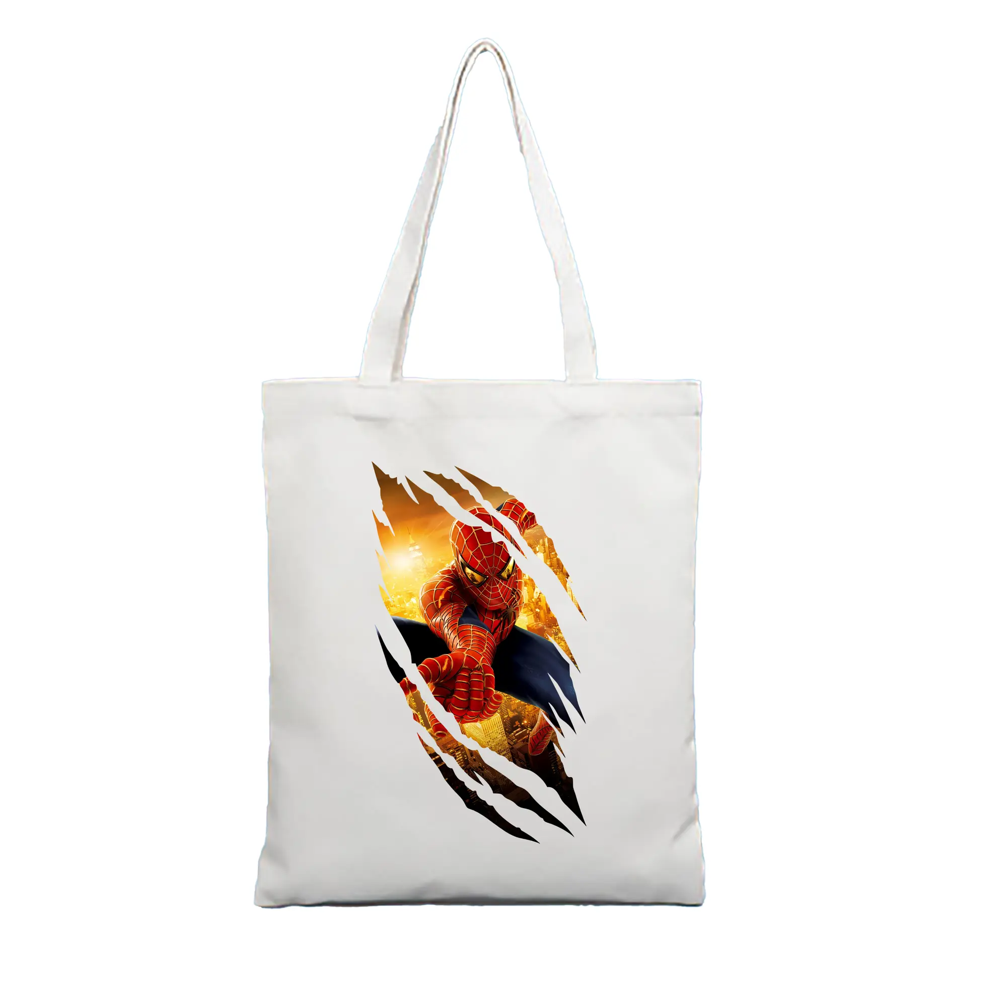 アベンジャーズ (Avenjāzu) グッズ スパイダーマン（Spider-Man） - 縦型キャンバス手提げバッグ（トートバッグ） ・ キャンバス素材 ・ ショッピング用 ・ 軽量 丈夫 お手入れ簡単