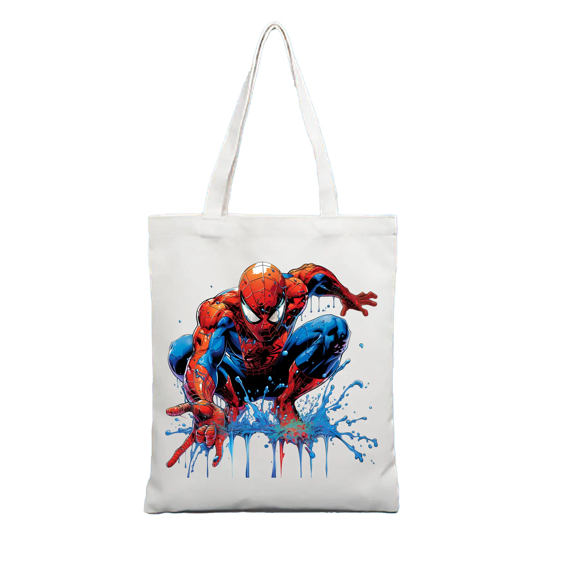 アベンジャーズ (Avenjāzu) グッズ スパイダーマン（Spider-Man） - 縦型キャンバス手提げバッグ（トートバッグ） ・ キャンバス素材 ・ ショッピング用 ・ 軽量 丈夫 お手入れ簡単