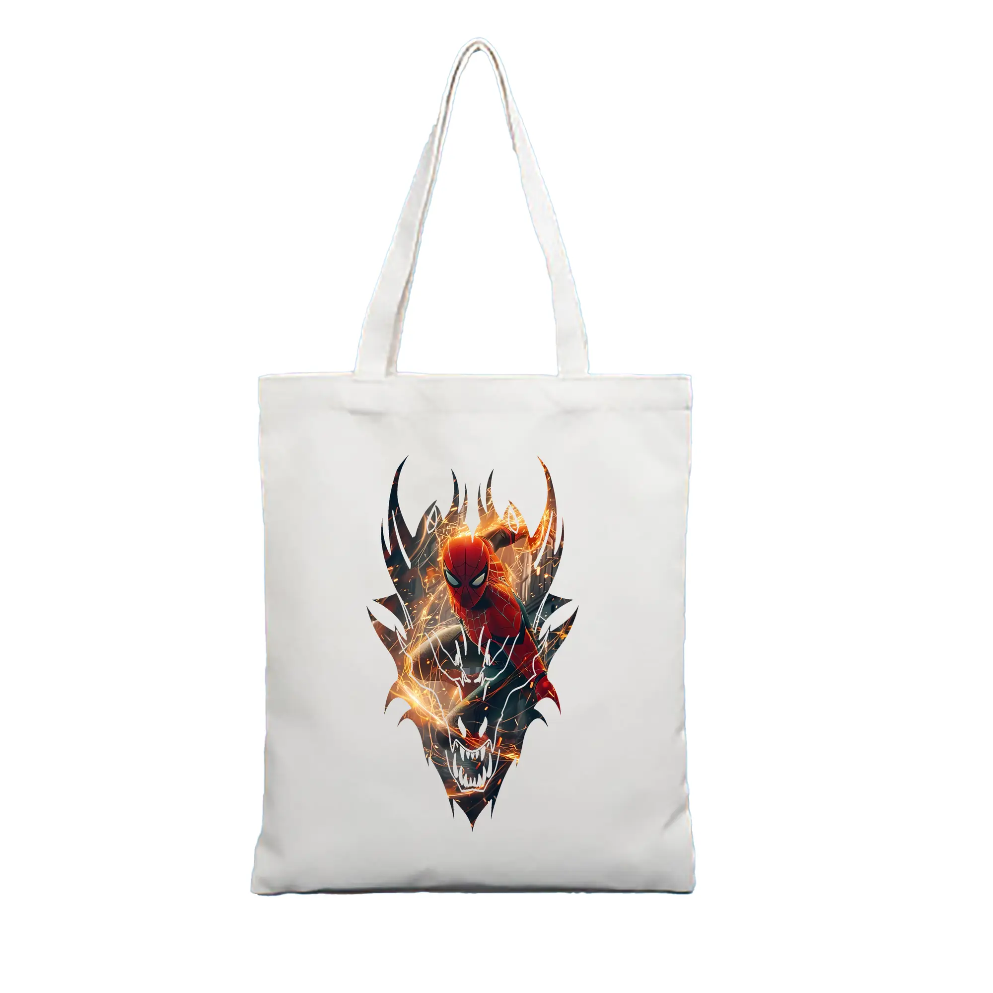 アベンジャーズ (Avenjāzu) グッズ スパイダーマン（Spider-Man） - 縦型キャンバス手提げバッグ（トートバッグ） ・ キャンバス素材 ・ ショッピング用 ・ 軽量 丈夫 お手入れ簡単