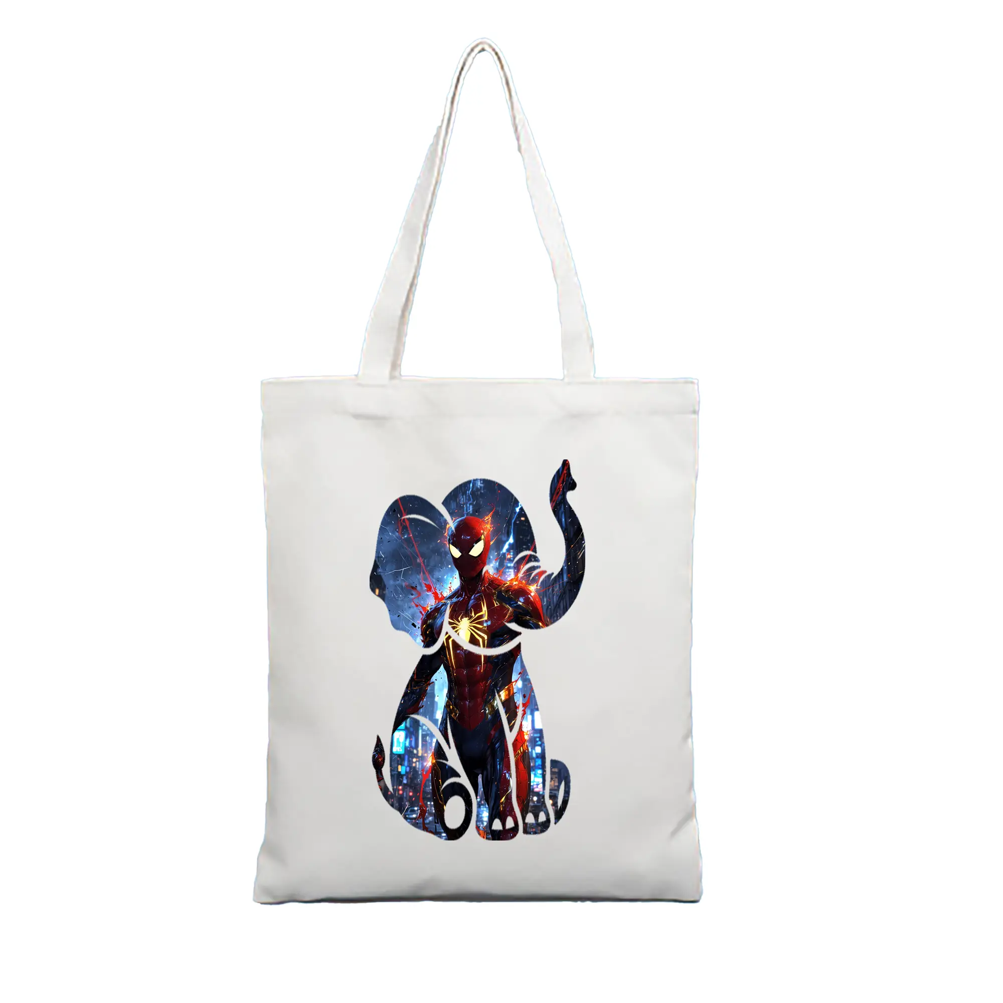 アベンジャーズ (Avenjāzu) グッズ スパイダーマン（Spider-Man） - 縦型キャンバス手提げバッグ（トートバッグ） ・ キャンバス素材 ・ ショッピング用 ・ 軽量 丈夫 お手入れ簡単