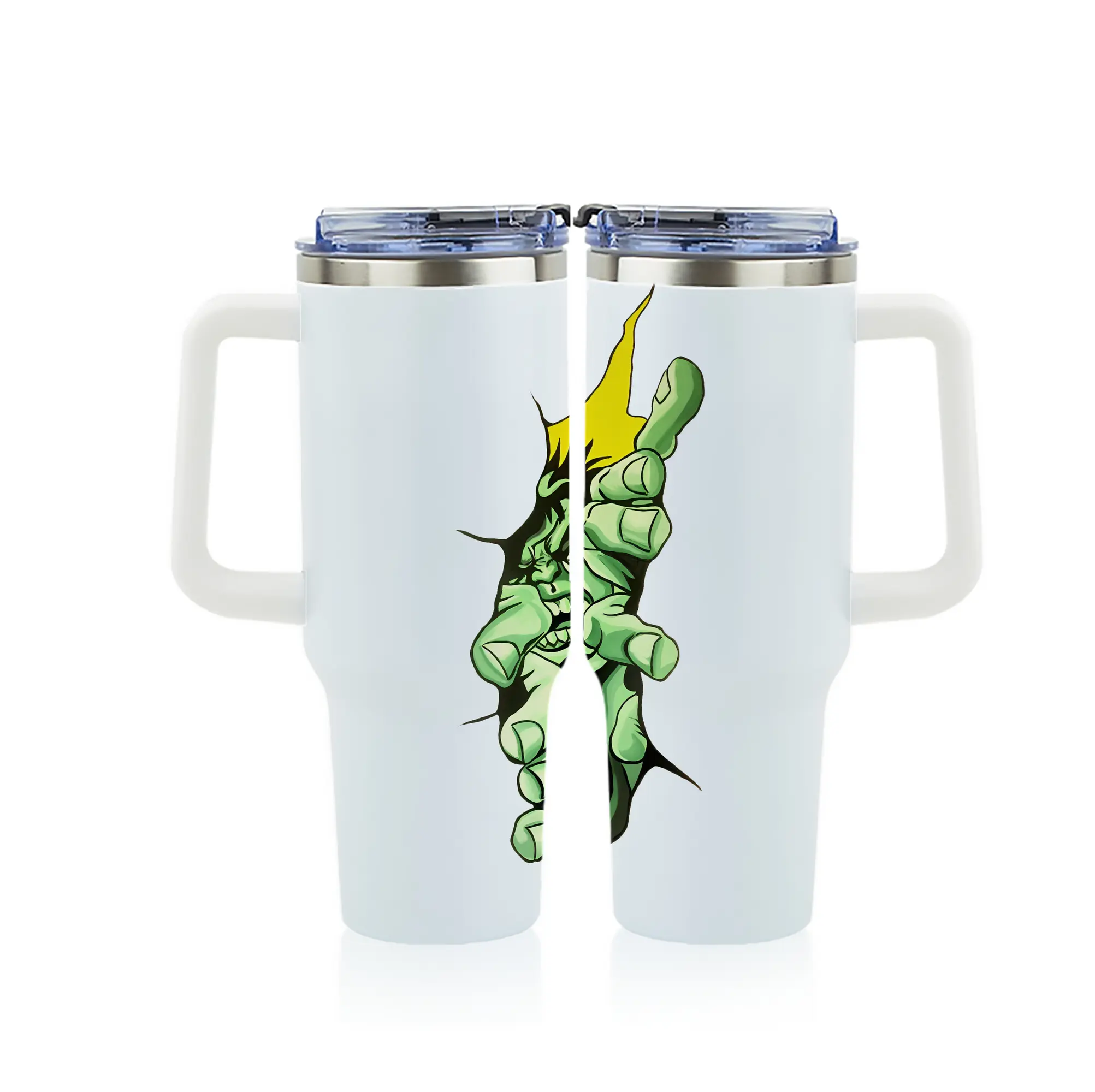 アベンジャーズ (Avenjāzu) グッズ ハルク（Hulk） - 1200mL フルプリント車用タンブラー ・ 304ステンレス 内側 ・ 201ステンレス 外側 ・ 保温 保冷 ・ 通勤 ドライブ アウトドア用