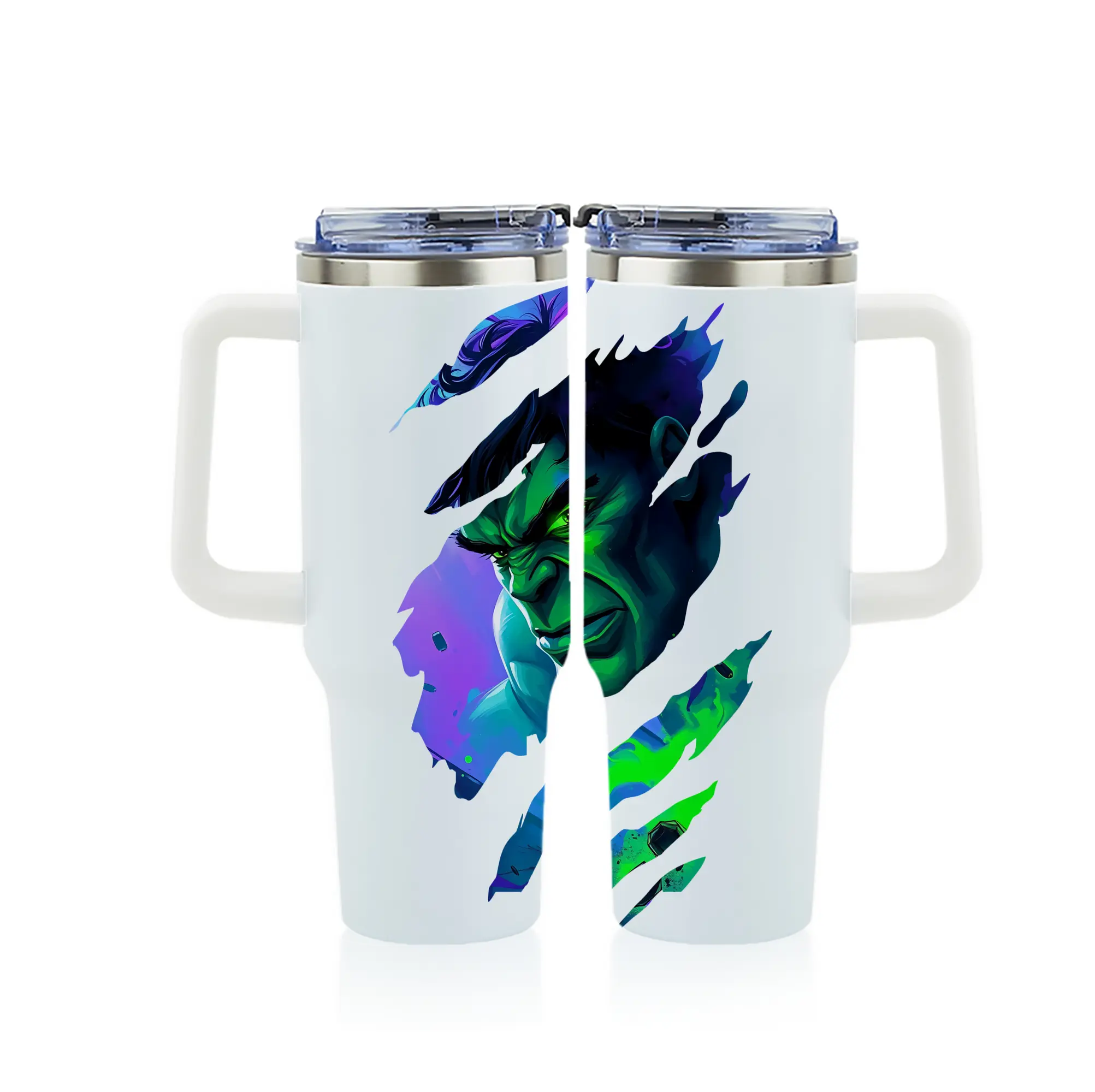 アベンジャーズ (Avenjāzu) グッズ ハルク（Hulk） - 1200mL フルプリント車用タンブラー ・ 304ステンレス 内側 ・ 201ステンレス 外側 ・ 保温 保冷 ・ 通勤 ドライブ アウトドア用