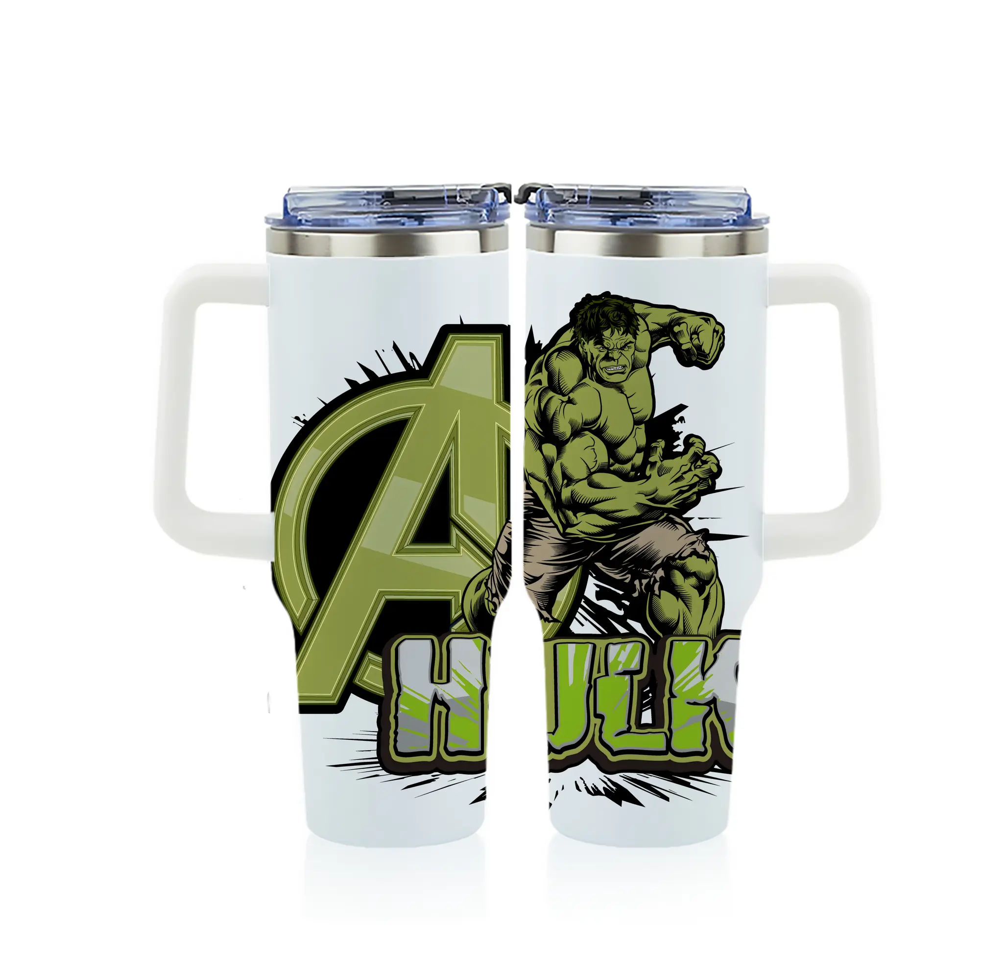 アベンジャーズ (Avenjāzu) グッズ ハルク（Hulk） - 1200mL フルプリント車用タンブラー ・ 304ステンレス 内側 ・ 201ステンレス 外側 ・ 保温 保冷 ・ 通勤 ドライブ アウトドア用