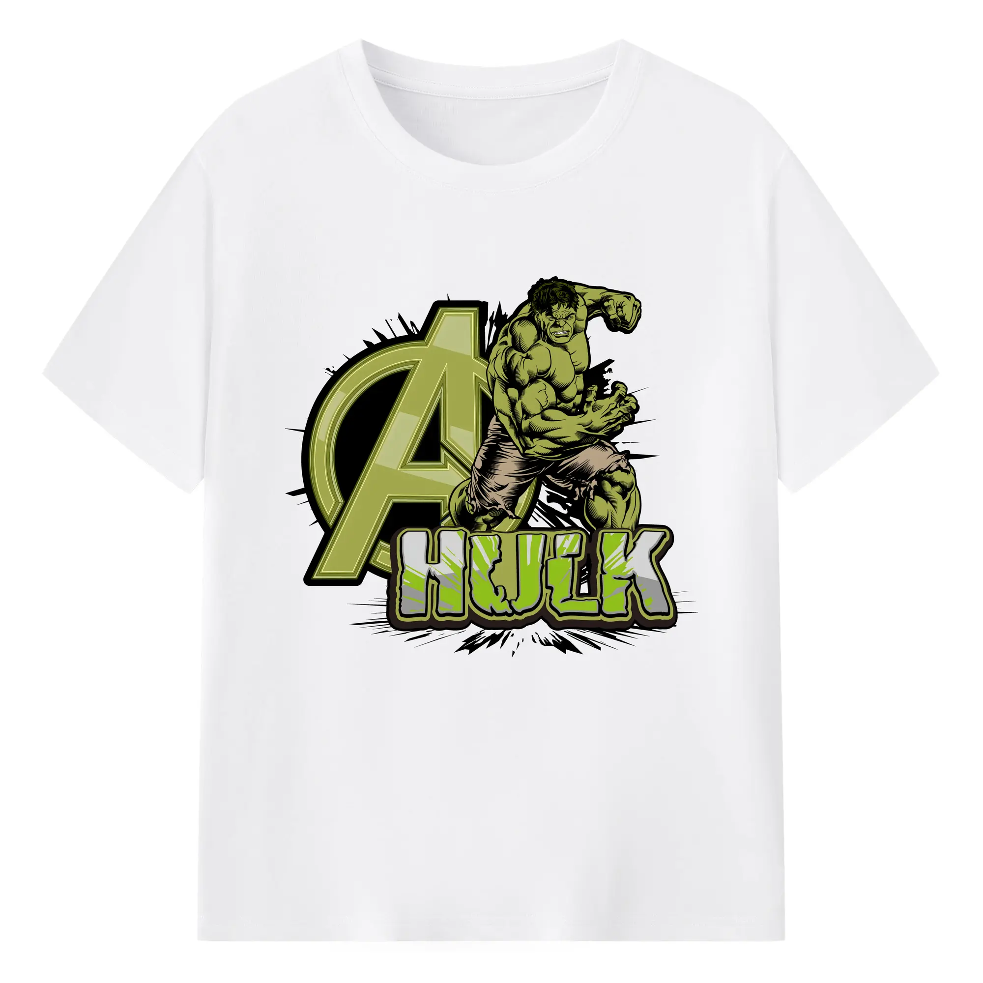 アベンジャーズ (Avenjāzu) グッズ ハルク（Hulk） - 綿100％ 半袖Tシャツ ・ フロントプリント ・ 快適 通気性 ・ 日常使い 散歩 スポーツ用