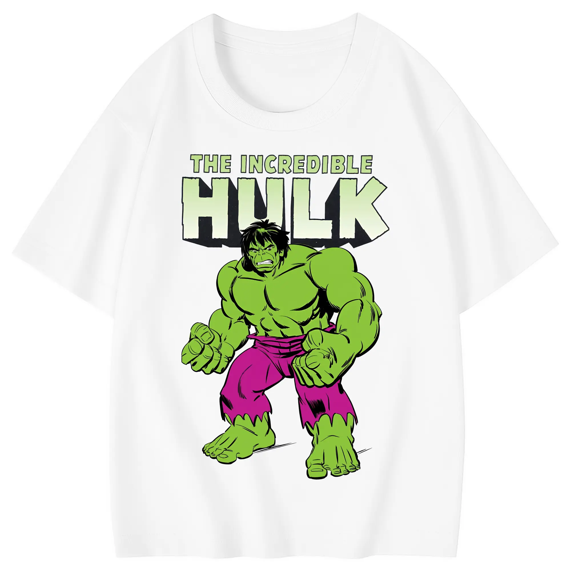 アベンジャーズ (Avenjāzu) グッズ ハルク（Hulk） - 綿100％ キッズTシャツ ・ フロントプリント ・ 快適 通気性 ・ スポーツ カジュアル 散歩用