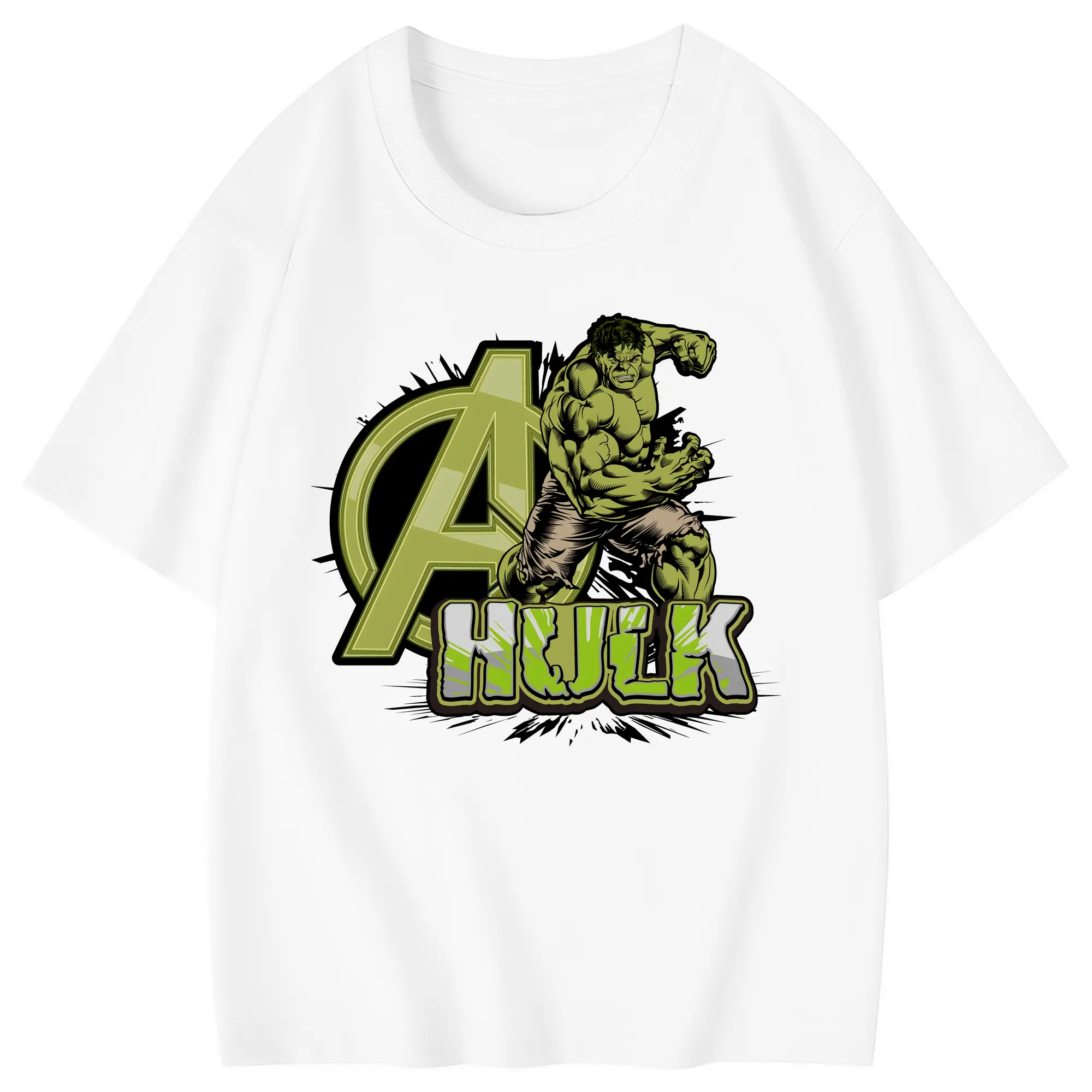 アベンジャーズ (Avenjāzu) グッズ ハルク（Hulk） - 綿100％ キッズTシャツ ・ フロントプリント ・ 快適 通気性 ・ スポーツ カジュアル 散歩用