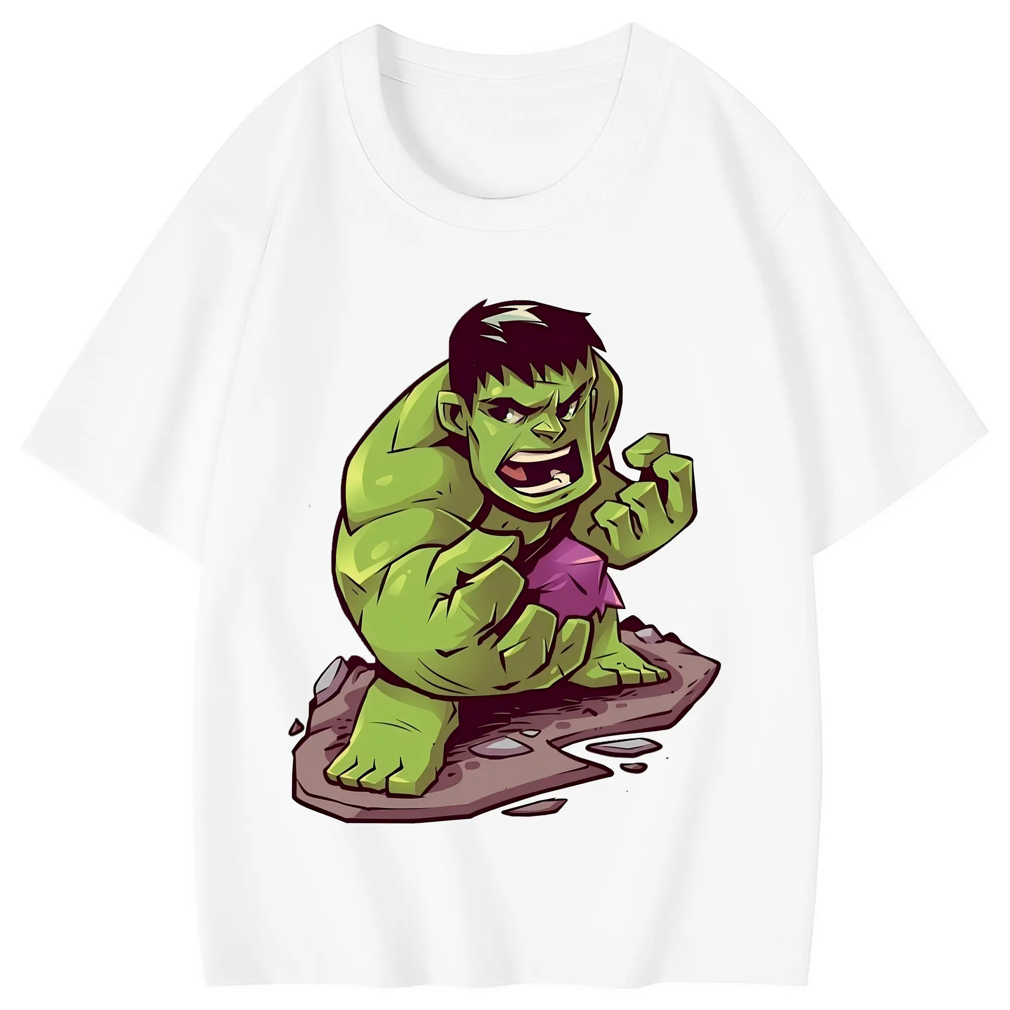 アベンジャーズ (Avenjāzu) グッズ ハルク（Hulk） - 綿100％ キッズTシャツ ・ フロントプリント ・ 快適 通気性 ・ スポーツ カジュアル 散歩用