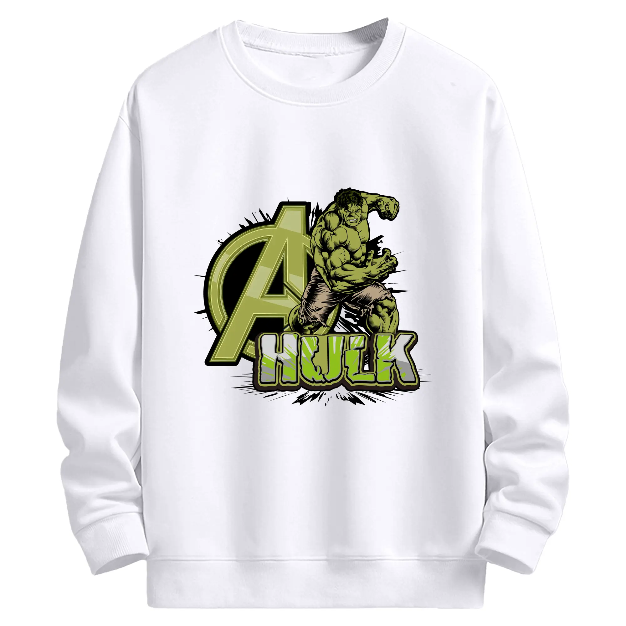 アベンジャーズ (Avenjāzu) グッズ ハルク（Hulk） - 高品質 クルーネック スウェット ・ コットン59％ ポリエステル41％ ・ ユニセックス 長袖 トレーナー ・ カジュアル デイリー スポーツ 散歩用