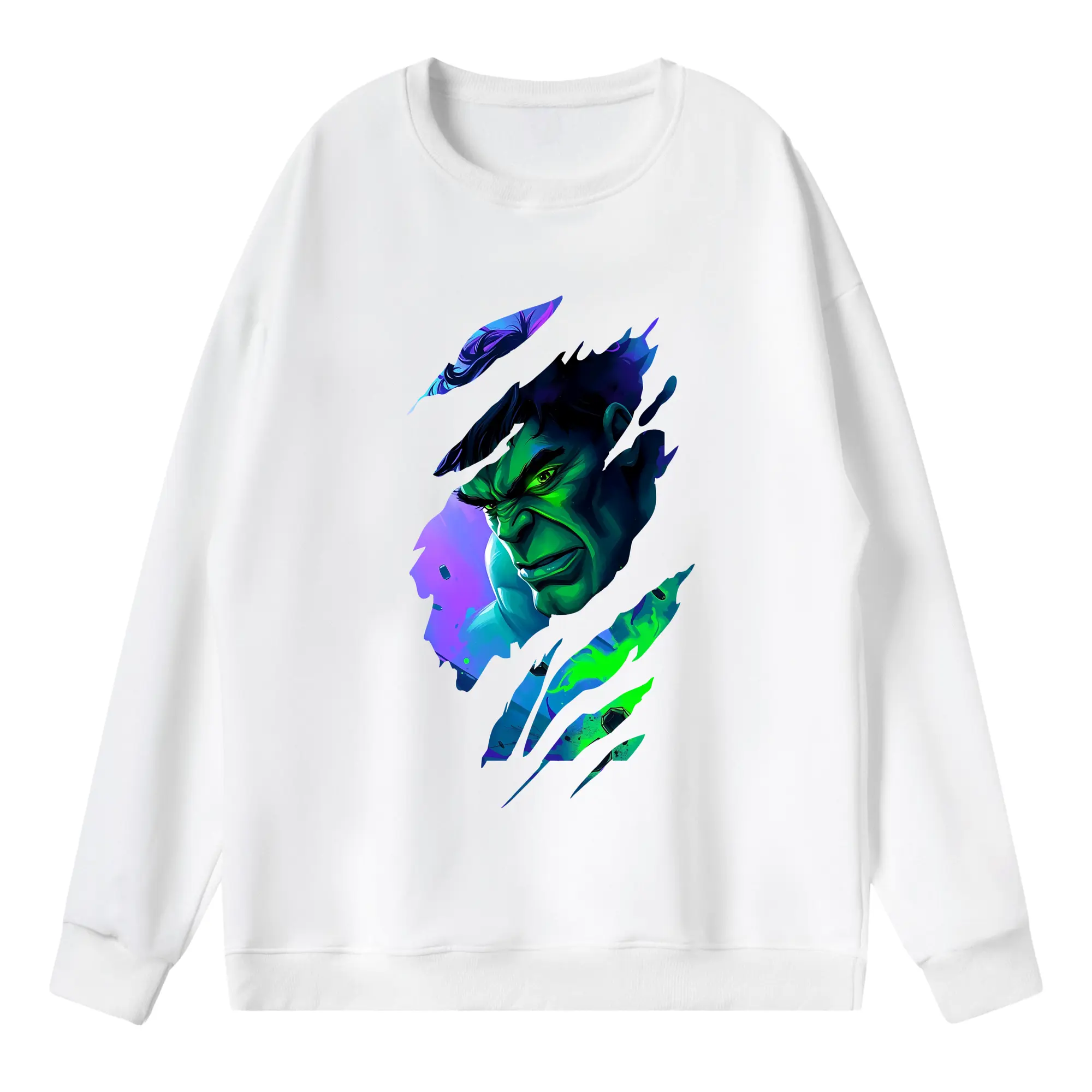 アベンジャーズ (Avenjāzu) グッズ ハルク（Hulk） - 薄手 クルーネック スウェット 裏毛260g · ポリエステル 春秋向け カジュアル 男女兼用 · トレーナー デイリー スポーツ 散歩に最適