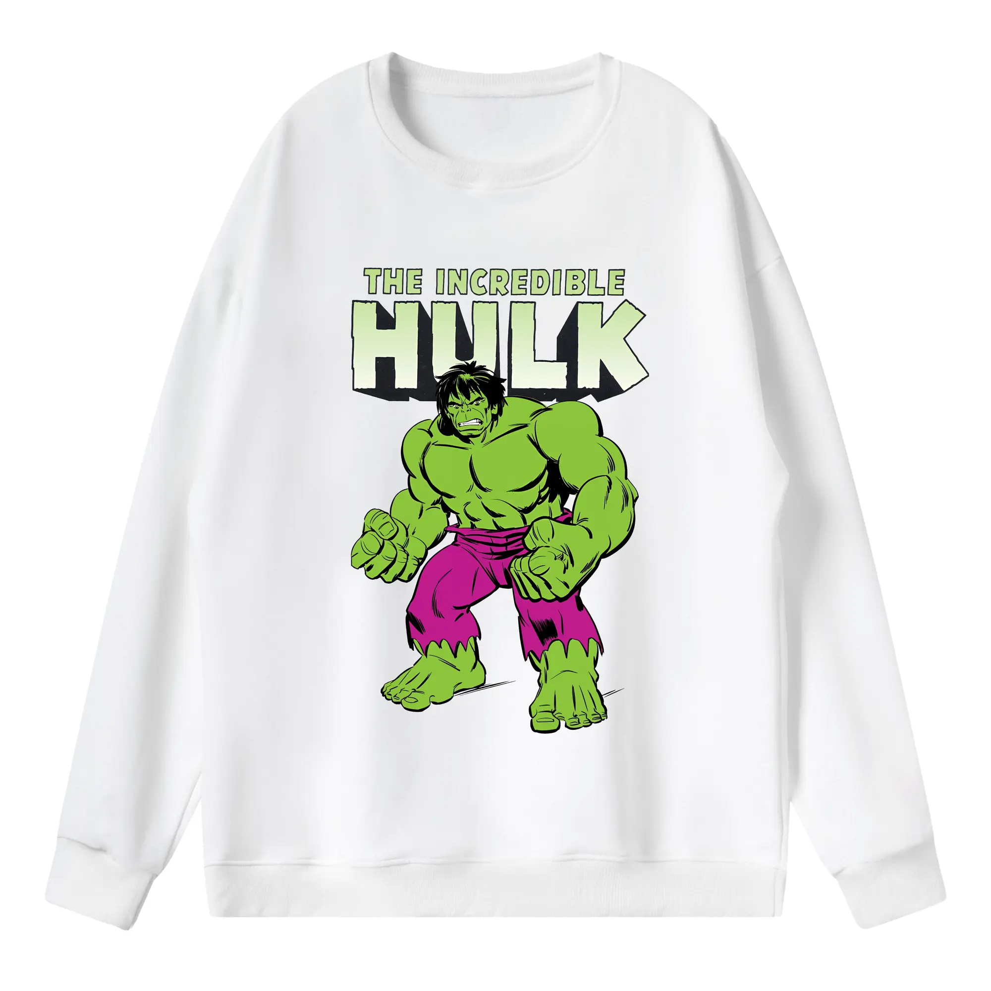 アベンジャーズ (Avenjāzu) グッズ ハルク（Hulk） - 薄手 クルーネック スウェット 裏毛260g · ポリエステル 春秋向け カジュアル 男女兼用 · トレーナー デイリー スポーツ 散歩に最適
