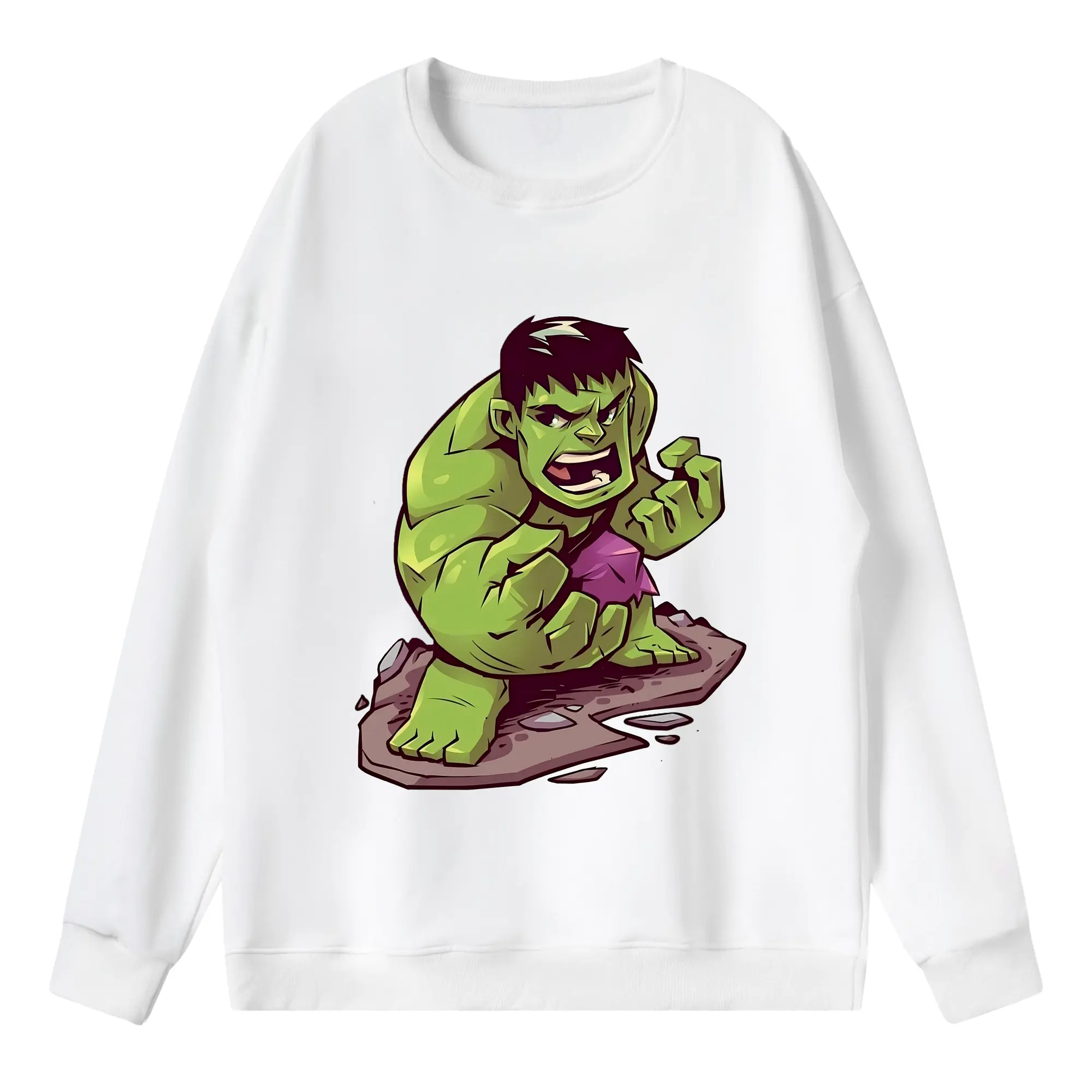 アベンジャーズ (Avenjāzu) グッズ ハルク（Hulk） - 薄手 クルーネック スウェット 裏毛260g · ポリエステル 春秋向け カジュアル 男女兼用 · トレーナー デイリー スポーツ 散歩に最適