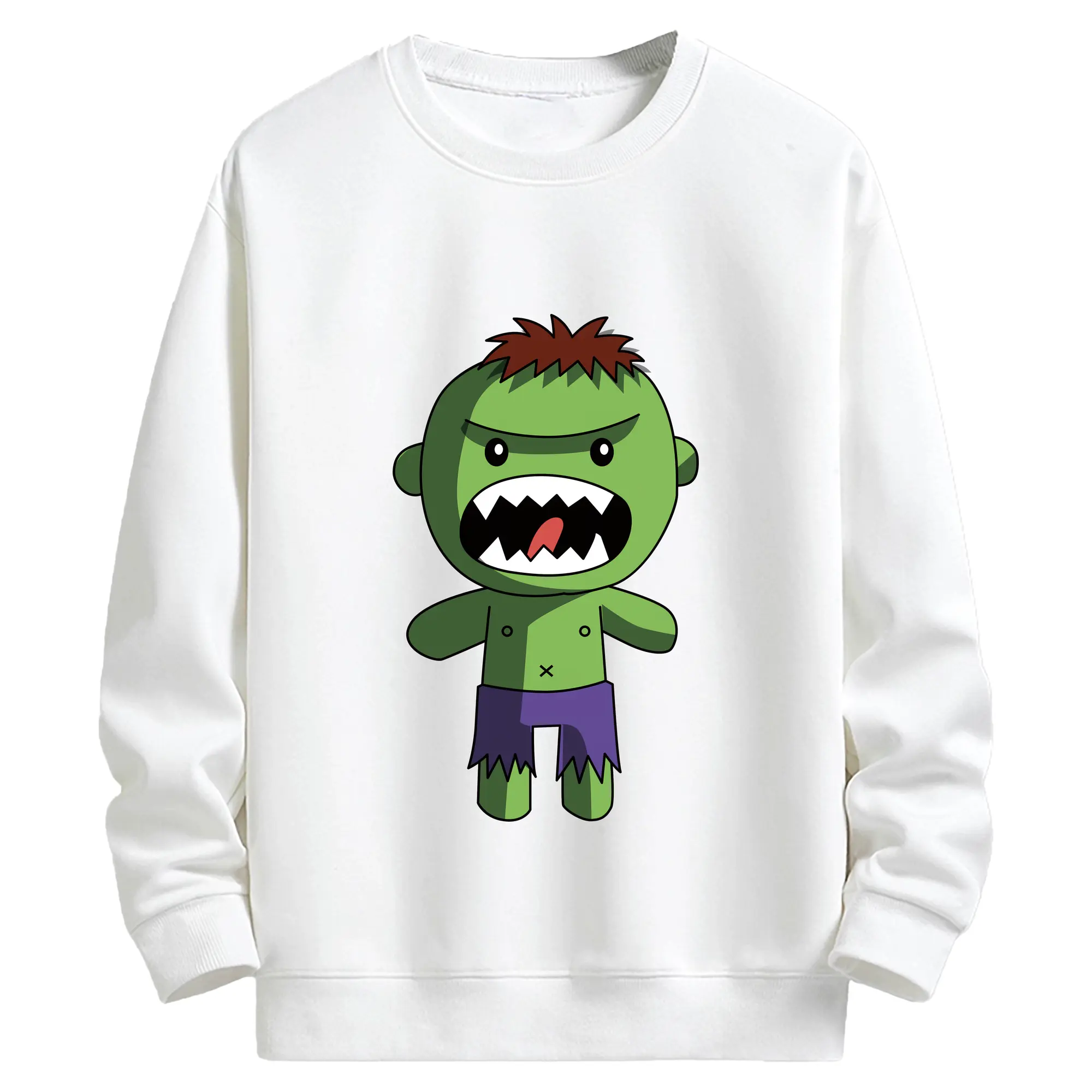 アベンジャーズ (Avenjāzu) グッズ ハルク（Hulk） - キッズ クルーネックスウェットシャツ ・ フロントプリント ・ 綿80％ ポリエステル20％ ・ 快適 通学 スポーツ 日常使い お散歩用