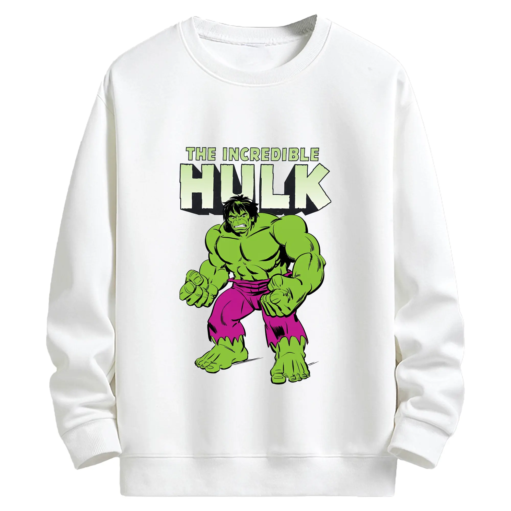 アベンジャーズ (Avenjāzu) グッズ ハルク（Hulk） - キッズ クルーネックスウェットシャツ ・ フロントプリント ・ 綿80％ ポリエステル20％ ・ 快適 通学 スポーツ 日常使い お散歩用