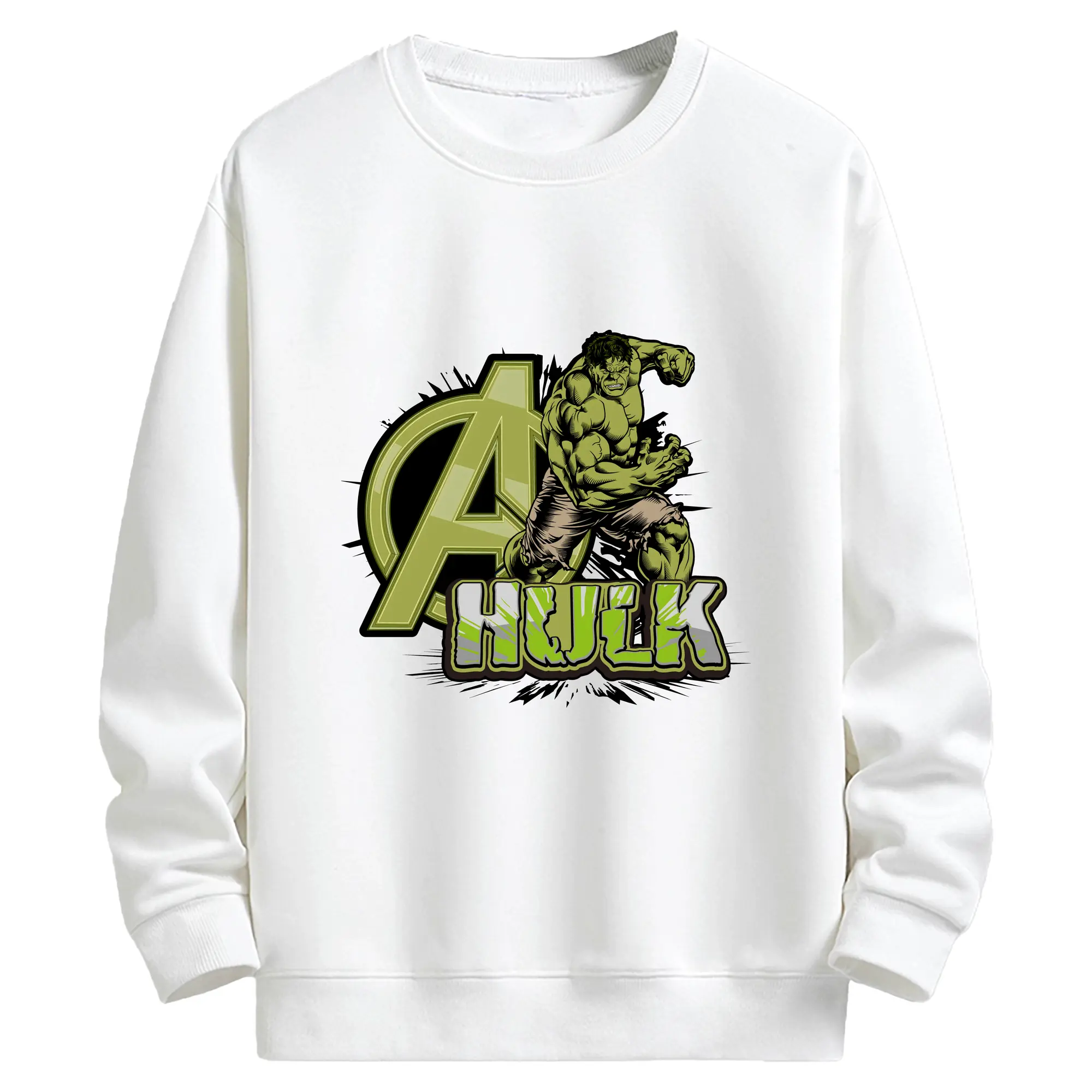 アベンジャーズ (Avenjāzu) グッズ ハルク（Hulk） - キッズ クルーネックスウェットシャツ ・ フロントプリント ・ 綿80％ ポリエステル20％ ・ 快適 通学 スポーツ 日常使い お散歩用