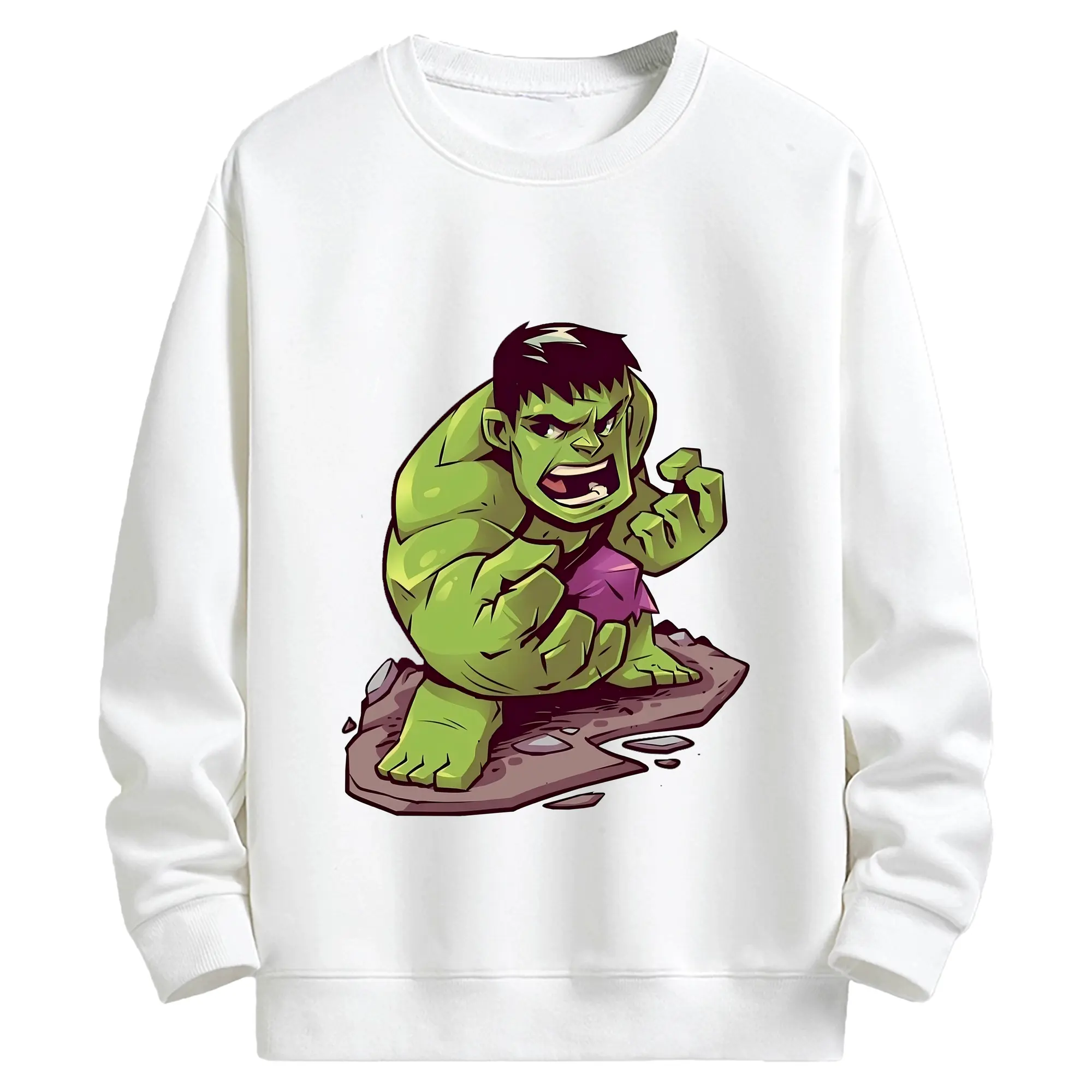 アベンジャーズ (Avenjāzu) グッズ ハルク（Hulk） - キッズ クルーネックスウェットシャツ ・ フロントプリント ・ 綿80％ ポリエステル20％ ・ 快適 通学 スポーツ 日常使い お散歩用