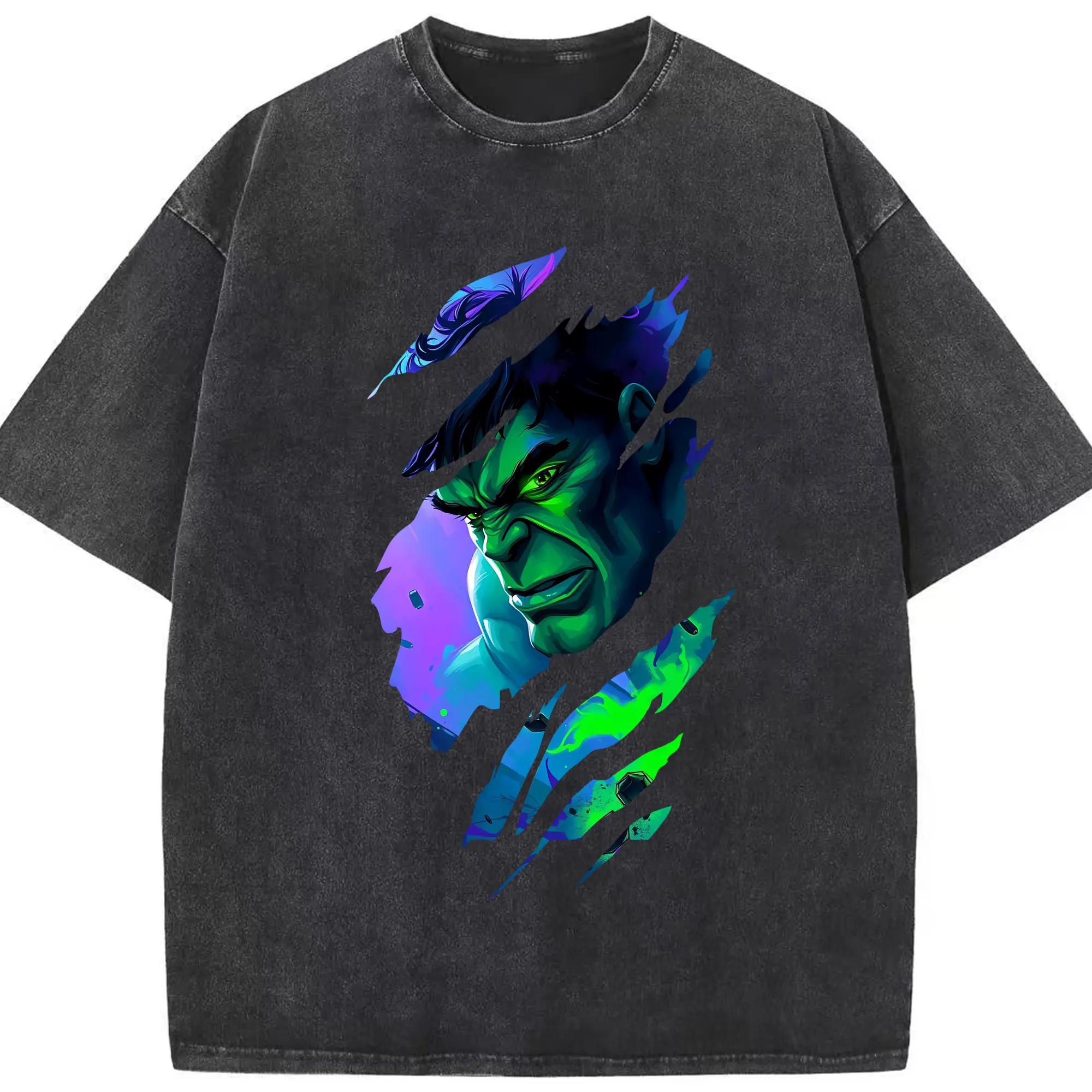 アベンジャーズ (Avenjāzu) グッズ ハルク（Hulk） - 綿100％ ヴィンテージ風 半袖Tシャツ ・ フロントプリント ・ 柔らか肌触り ・ 通気性 快適 ・ スポーツ カジュアル 外出用
