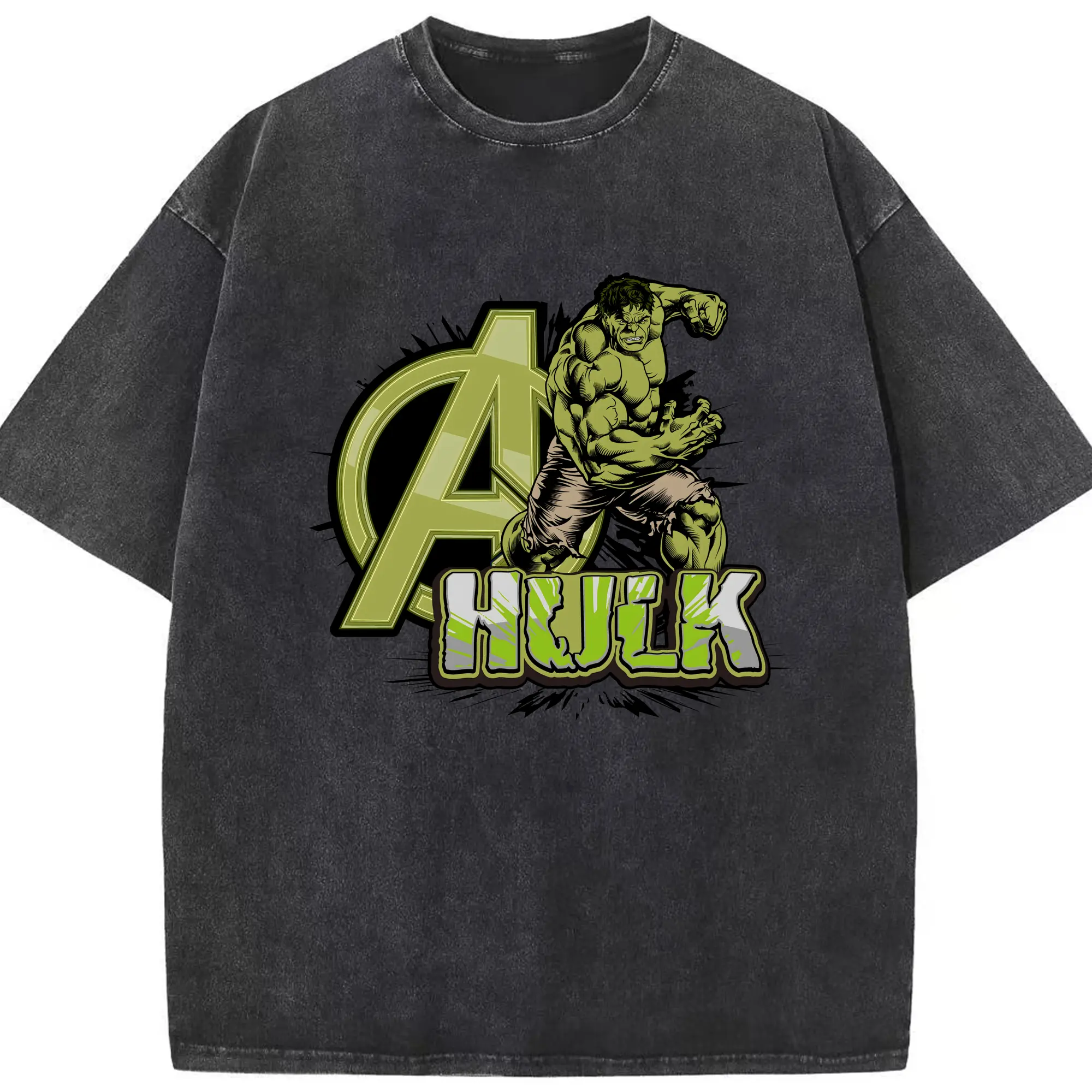 アベンジャーズ (Avenjāzu) グッズ ハルク（Hulk） - 綿100％ ヴィンテージ風 半袖Tシャツ ・ フロントプリント ・ 柔らか肌触り ・ 通気性 快適 ・ スポーツ カジュアル 外出用