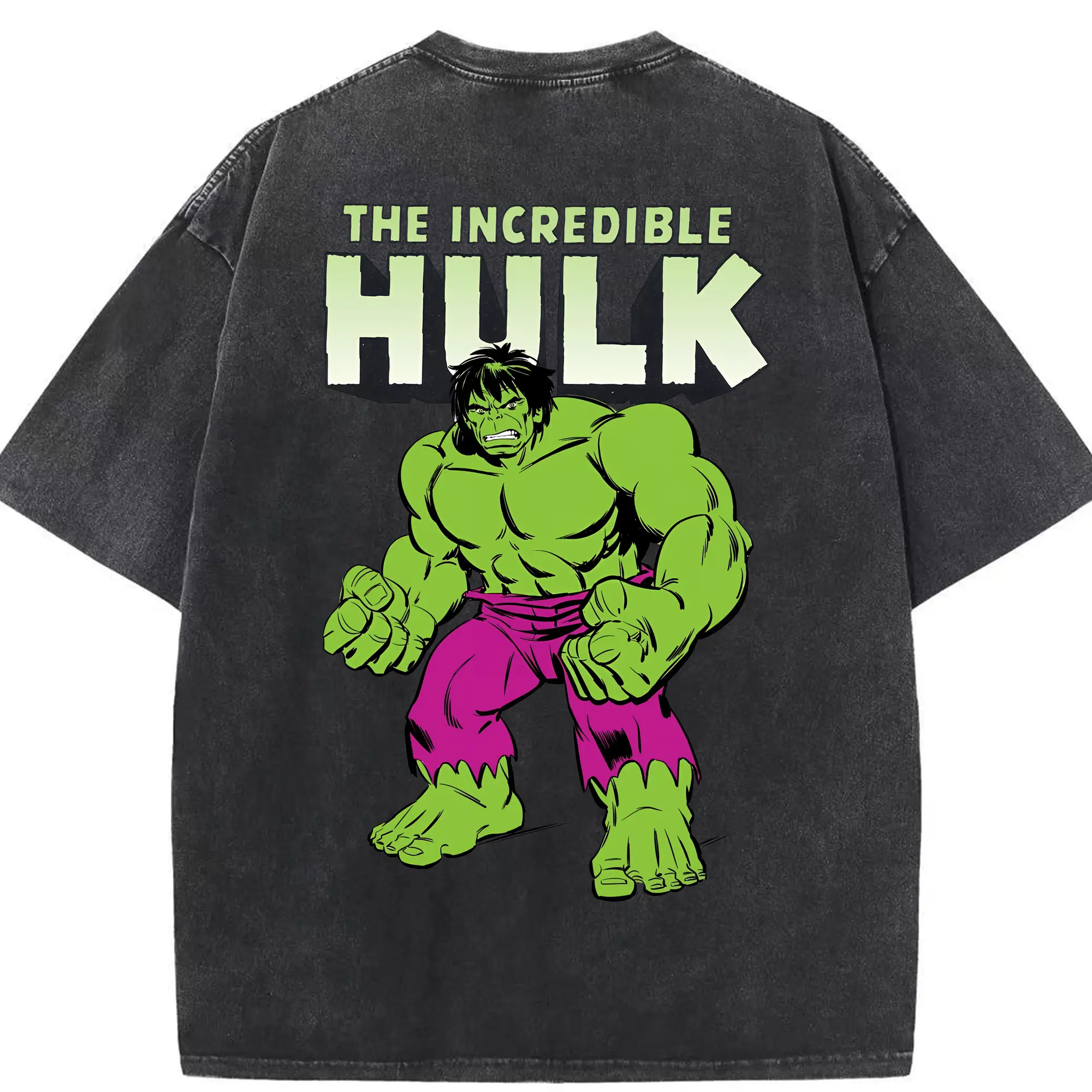 アベンジャーズ (Avenjāzu) グッズ ハルク（Hulk） - 綿100％ ヴィンテージ風 半袖Tシャツ ・ 背面プリント ・ 柔らか肌触り ・ 通気性 快適 ・ スポーツ カジュアル 外出用