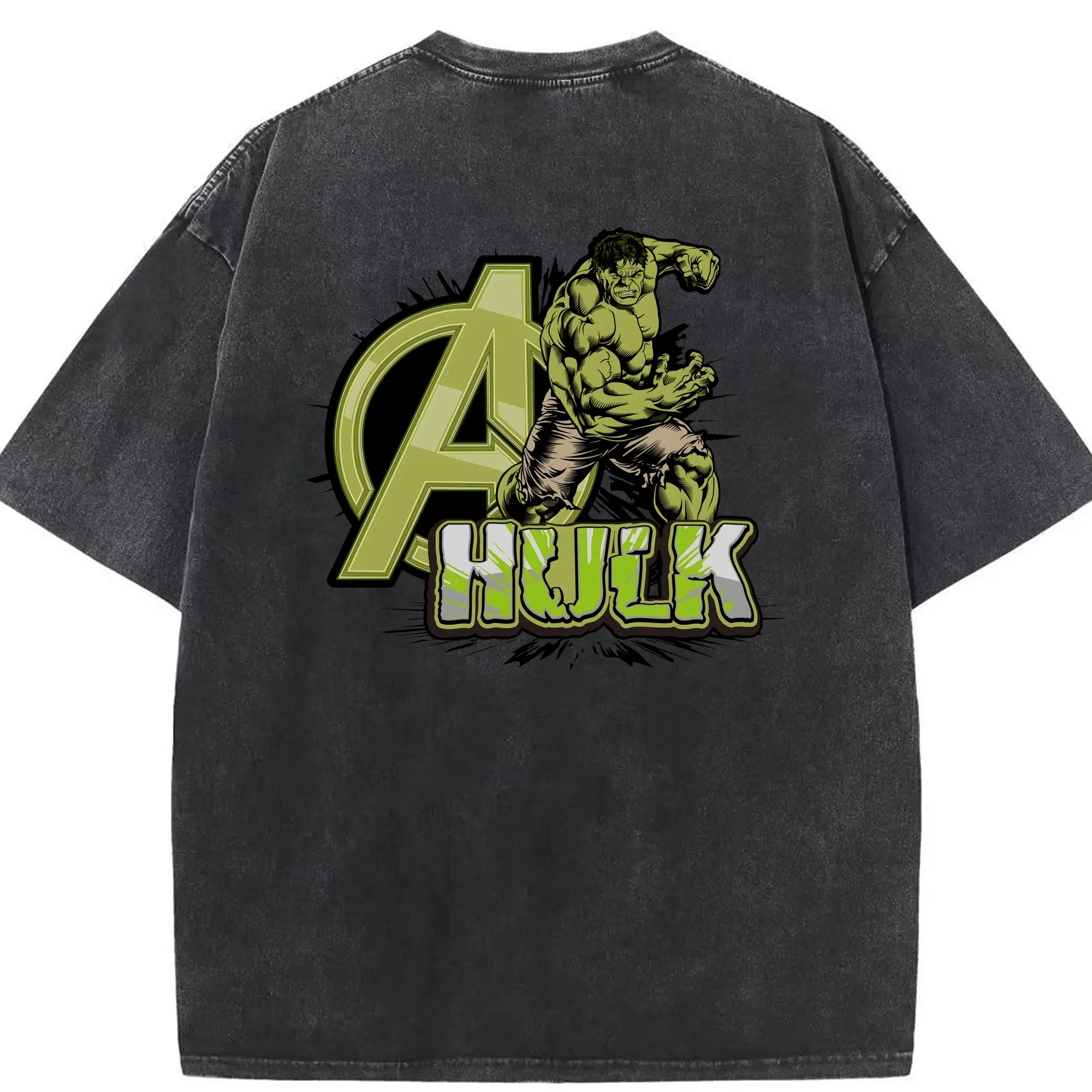 アベンジャーズ (Avenjāzu) グッズ ハルク（Hulk） - 綿100％ ヴィンテージ風 半袖Tシャツ ・ 背面プリント ・ 柔らか肌触り ・ 通気性 快適 ・ スポーツ カジュアル 外出用