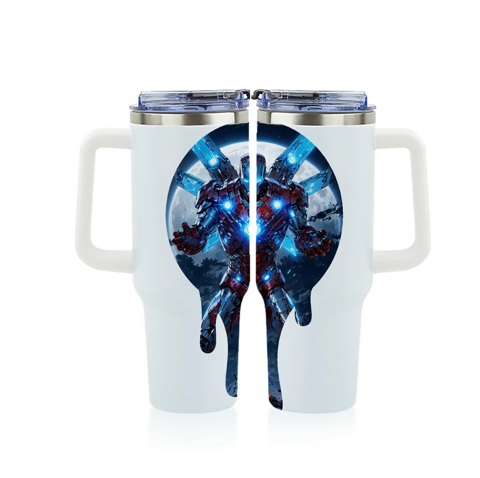 アベンジャーズ (Avenjāzu) グッズ アイアンマン（Iron Man） - 1200mL フルプリント車用タンブラー ・ 304ステンレス 内側 ・ 201ステンレス 外側 ・ 保温 保冷 ・ 通勤 ドライブ アウトドア用