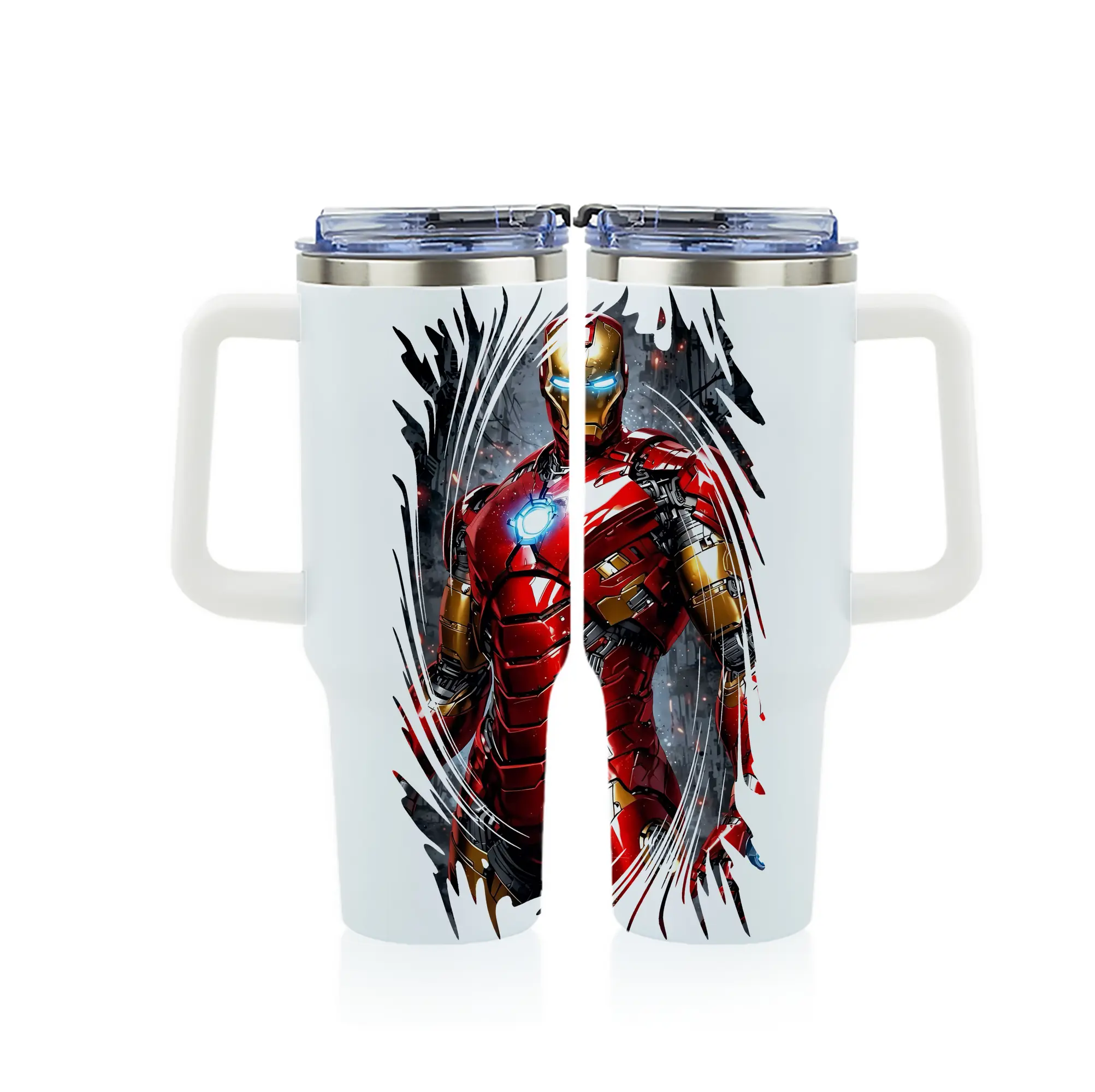 アベンジャーズ (Avenjāzu) グッズ アイアンマン（Iron Man） - 1200mL フルプリント車用タンブラー ・ 304ステンレス 内側 ・ 201ステンレス 外側 ・ 保温 保冷 ・ 通勤 ドライブ アウトドア用