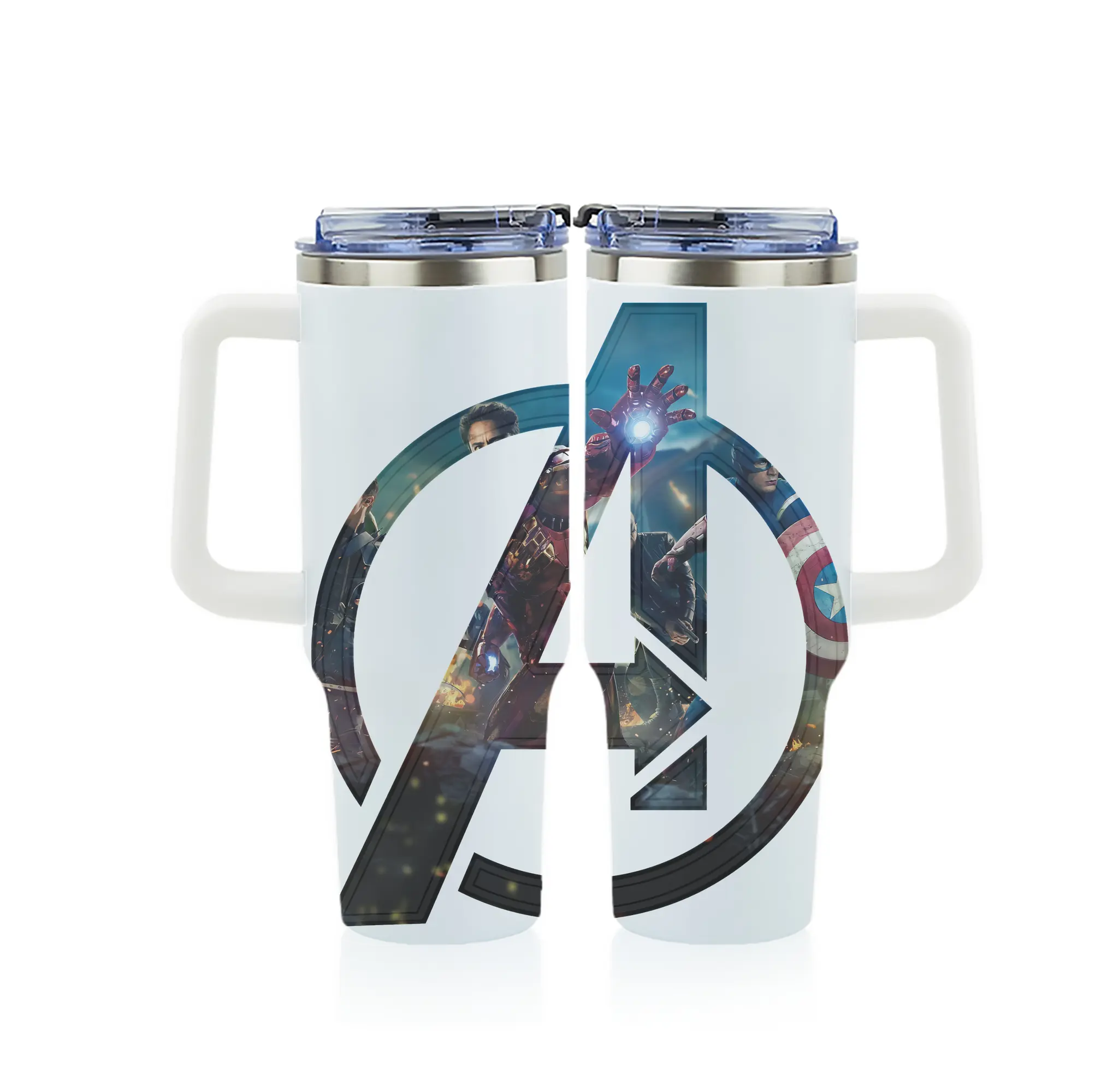 アベンジャーズ (Avenjāzu) グッズ アイアンマン（Iron Man） - 1200mL フルプリント車用タンブラー ・ 304ステンレス 内側 ・ 201ステンレス 外側 ・ 保温 保冷 ・ 通勤 ドライブ アウトドア用