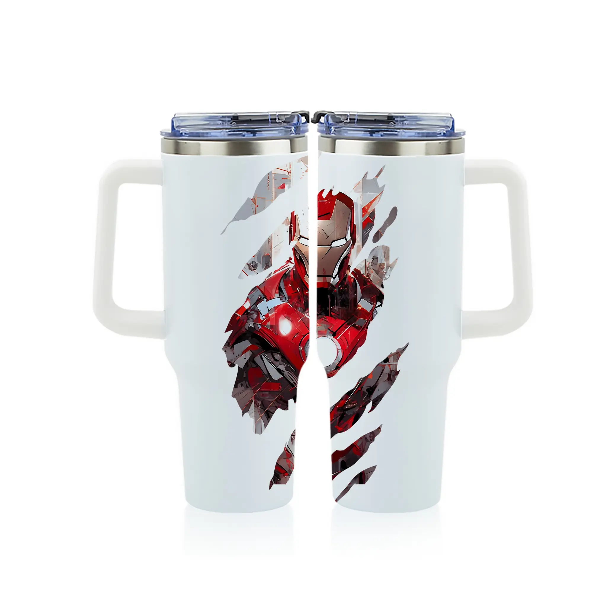 アベンジャーズ (Avenjāzu) グッズ アイアンマン（Iron Man） - 1200mL フルプリント車用タンブラー ・ 304ステンレス 内側 ・ 201ステンレス 外側 ・ 保温 保冷 ・ 通勤 ドライブ アウトドア用