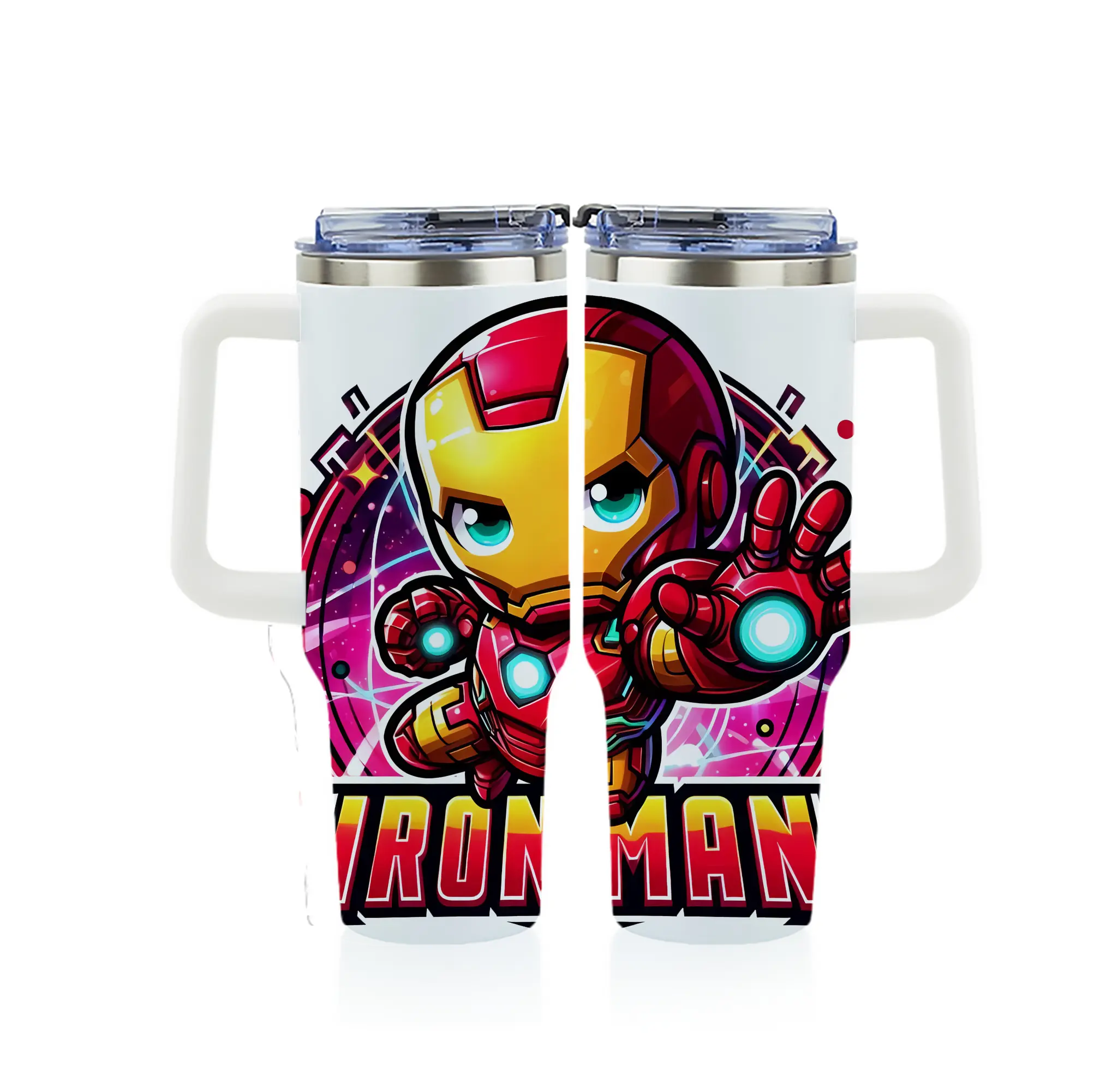 アベンジャーズ (Avenjāzu) グッズ アイアンマン（Iron Man） - 1200mL フルプリント車用タンブラー ・ 304ステンレス 内側 ・ 201ステンレス 外側 ・ 保温 保冷 ・ 通勤 ドライブ アウトドア用