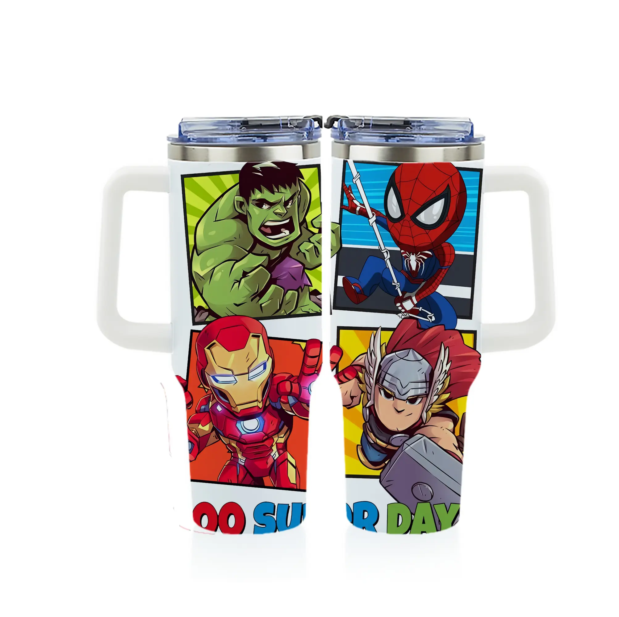 アベンジャーズ (Avenjāzu) グッズ アイアンマン（Iron Man） - 1200mL フルプリント車用タンブラー ・ 304ステンレス 内側 ・ 201ステンレス 外側 ・ 保温 保冷 ・ 通勤 ドライブ アウトドア用