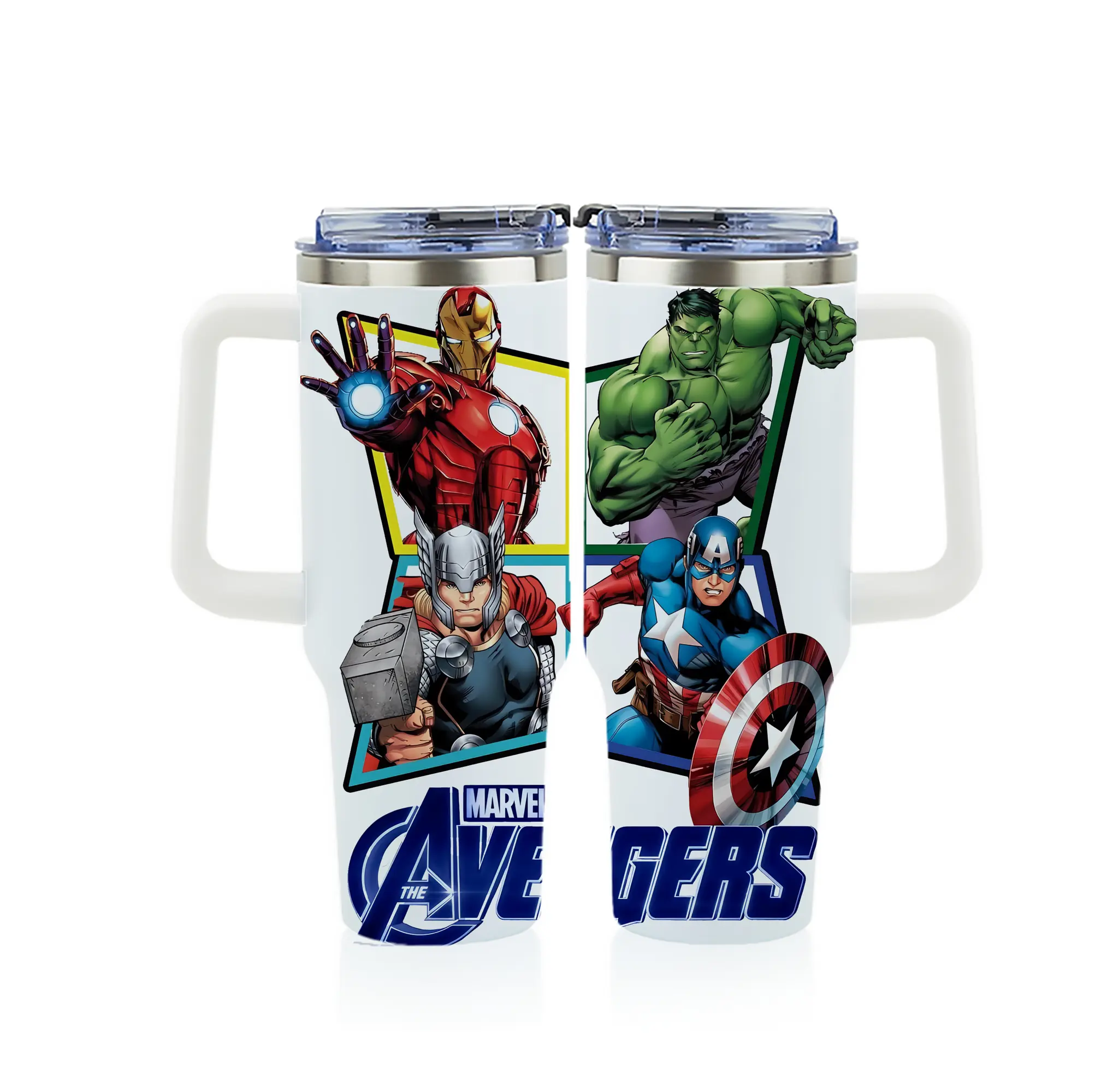アベンジャーズ (Avenjāzu) グッズ アイアンマン（Iron Man） - 1200mL フルプリント車用タンブラー ・ 304ステンレス 内側 ・ 201ステンレス 外側 ・ 保温 保冷 ・ 通勤 ドライブ アウトドア用