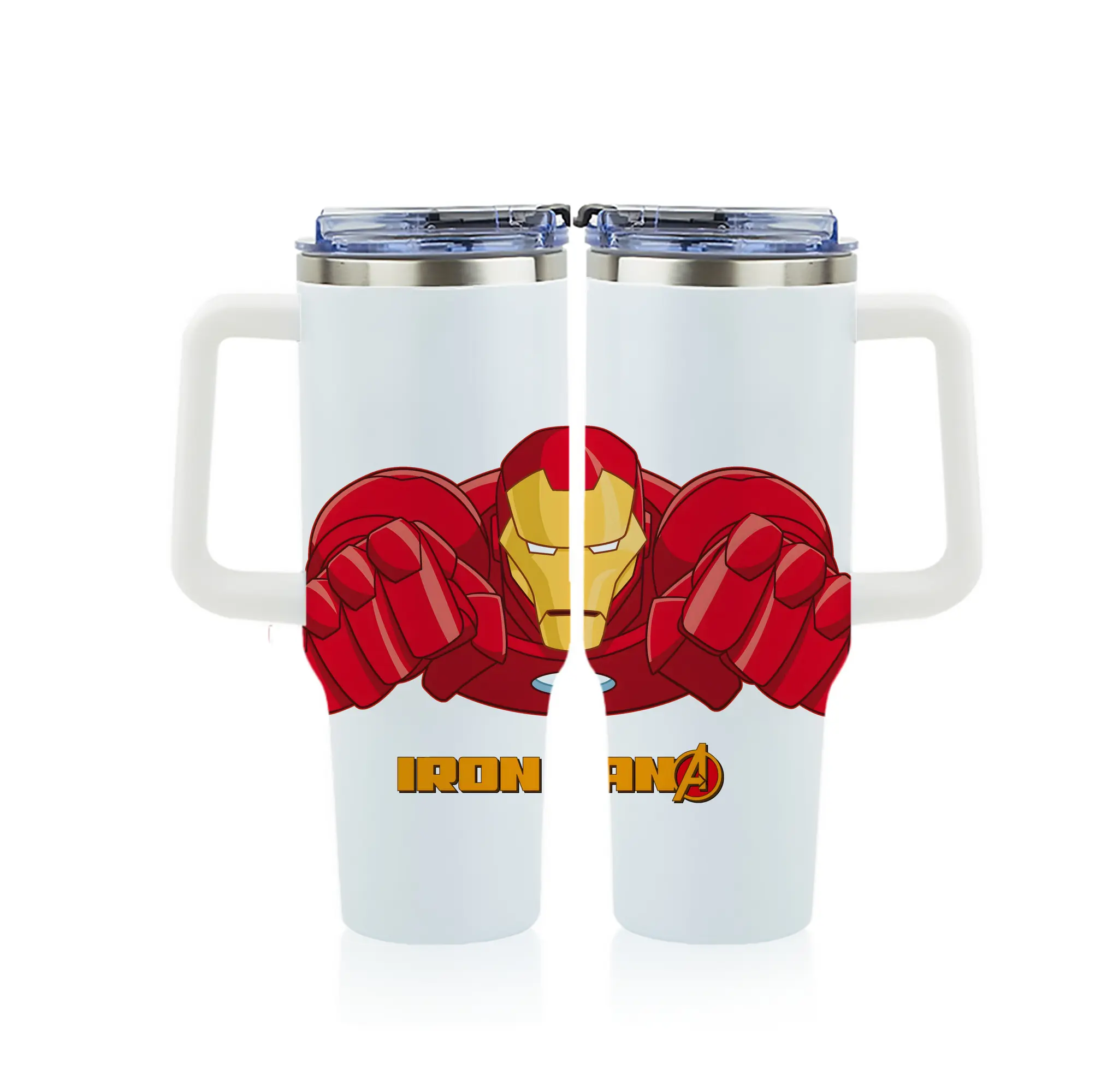 アベンジャーズ (Avenjāzu) グッズ アイアンマン（Iron Man） - 1200mL フルプリント車用タンブラー ・ 304ステンレス 内側 ・ 201ステンレス 外側 ・ 保温 保冷 ・ 通勤 ドライブ アウトドア用