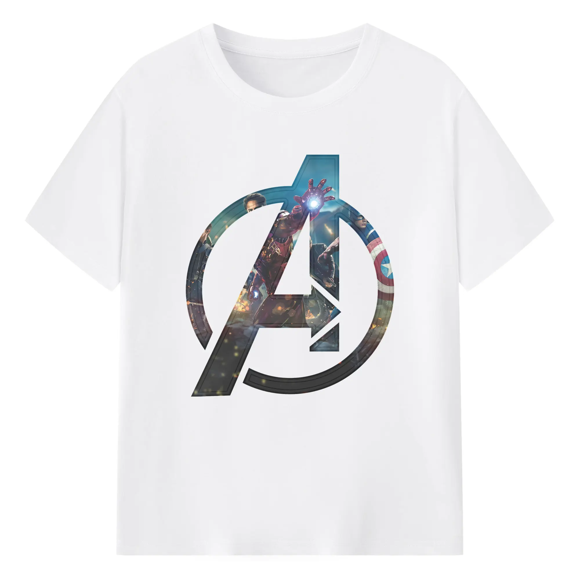 アベンジャーズ (Avenjāzu) グッズ アイアンマン（Iron Man） - 綿100％ 半袖Tシャツ ・ フロントプリント ・ 快適 通気性 ・ 日常使い 散歩 スポーツ用