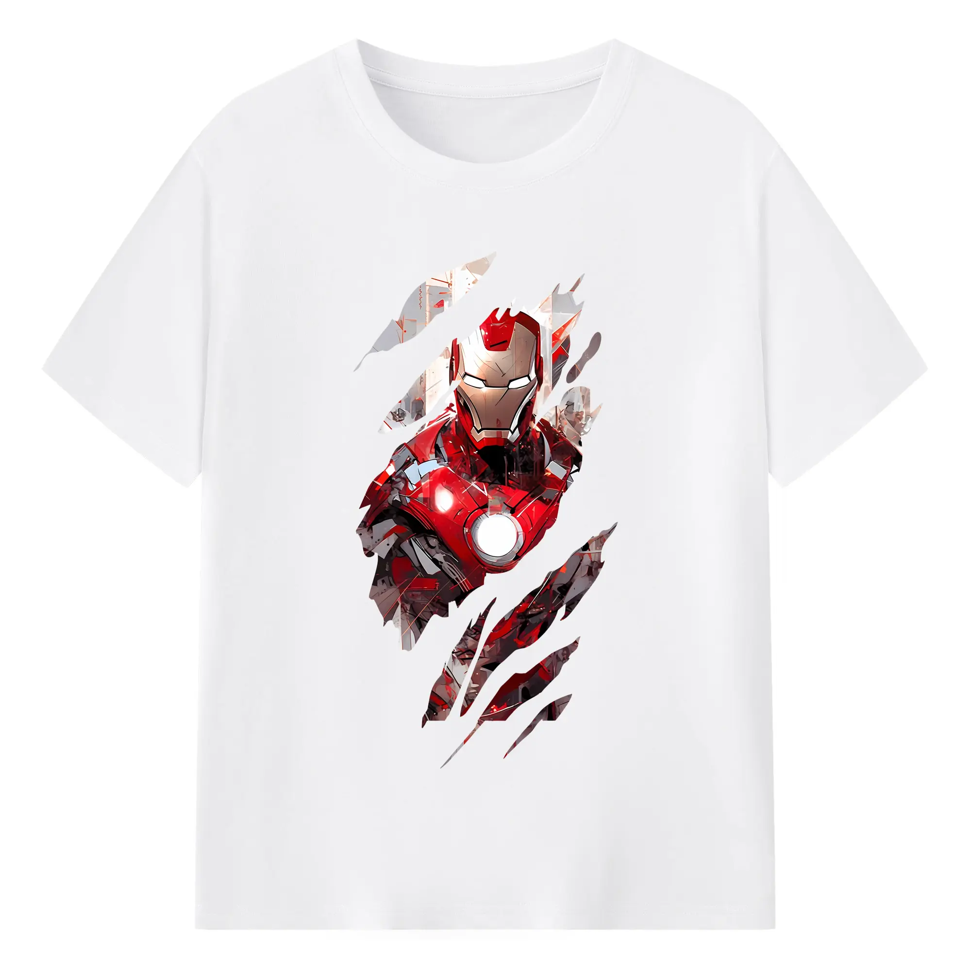 アベンジャーズ (Avenjāzu) グッズ アイアンマン（Iron Man） - 綿100％ 半袖Tシャツ ・ フロントプリント ・ 快適 通気性 ・ 日常使い 散歩 スポーツ用