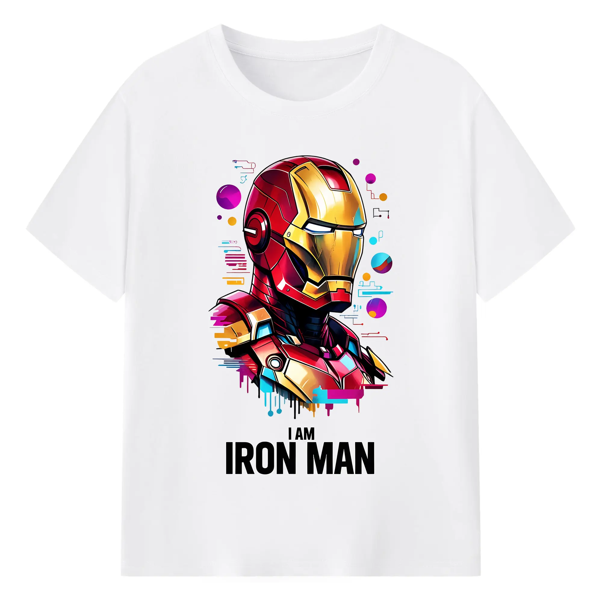 アベンジャーズ (Avenjāzu) グッズ アイアンマン（Iron Man） - 綿100％ 半袖Tシャツ ・ フロントプリント ・ 快適 通気性 ・ 日常使い 散歩 スポーツ用