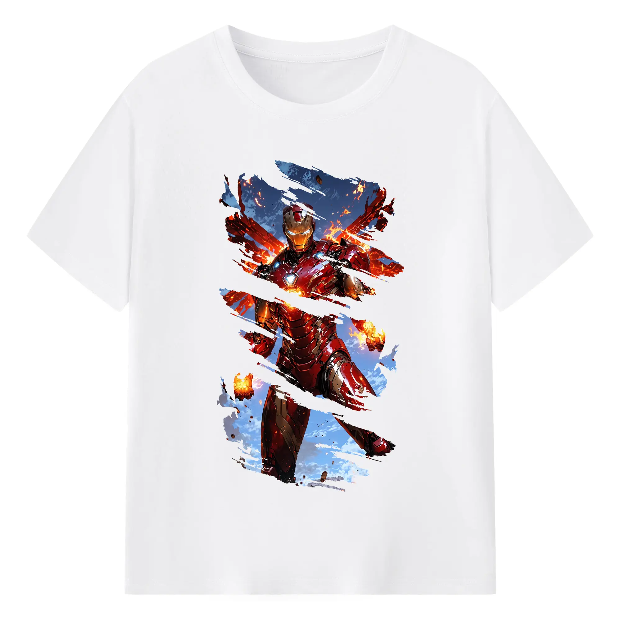 アベンジャーズ (Avenjāzu) グッズ アイアンマン（Iron Man） - 綿100％ 半袖Tシャツ ・ フロントプリント ・ 快適 通気性 ・ 日常使い 散歩 スポーツ用