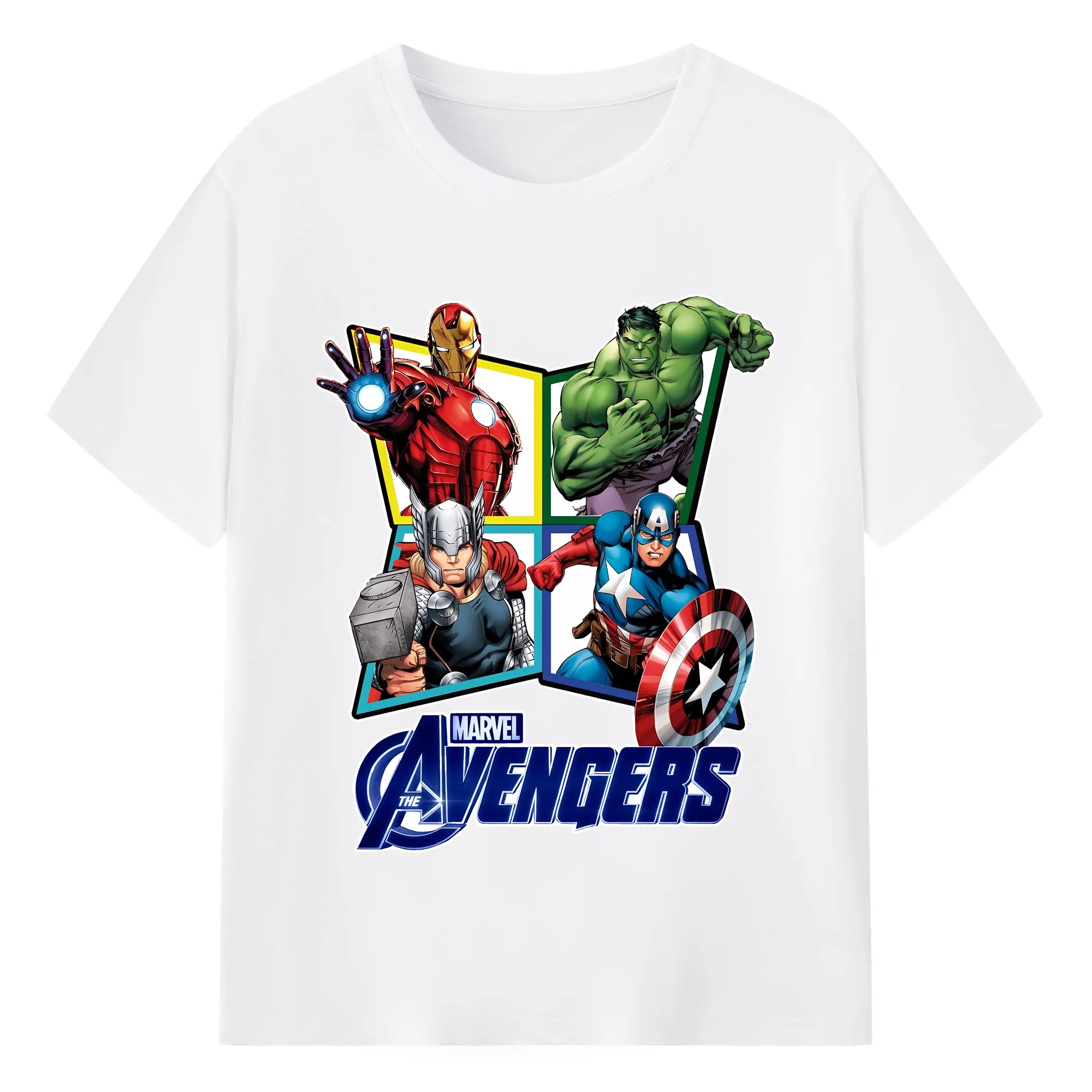 アベンジャーズ (Avenjāzu) グッズ アイアンマン（Iron Man） - 綿100％ 半袖Tシャツ ・ フロントプリント ・ 快適 通気性 ・ 日常使い 散歩 スポーツ用