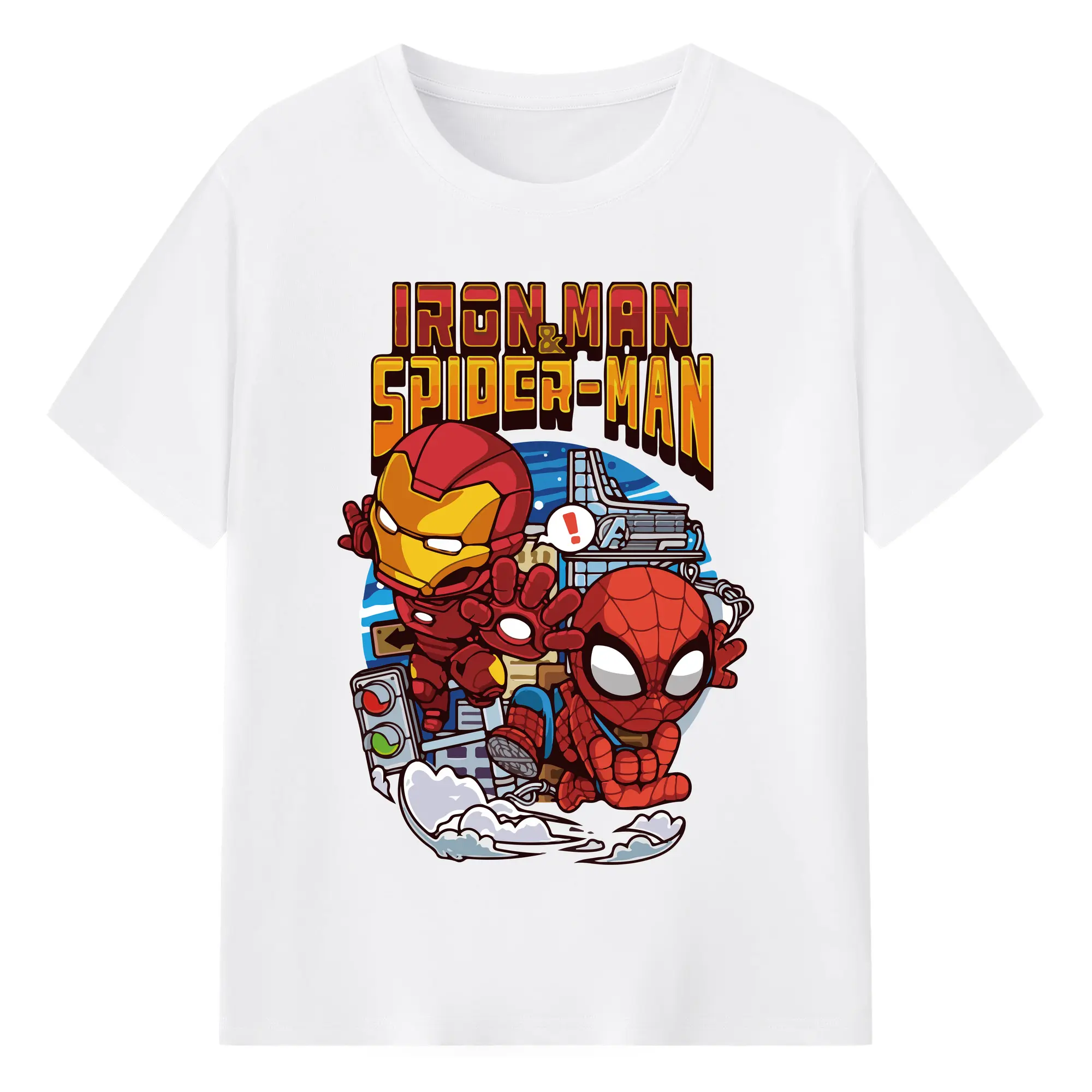 アベンジャーズ (Avenjāzu) グッズ アイアンマン（Iron Man） - 綿100％ 半袖Tシャツ ・ フロントプリント ・ 快適 通気性 ・ 日常使い 散歩 スポーツ用