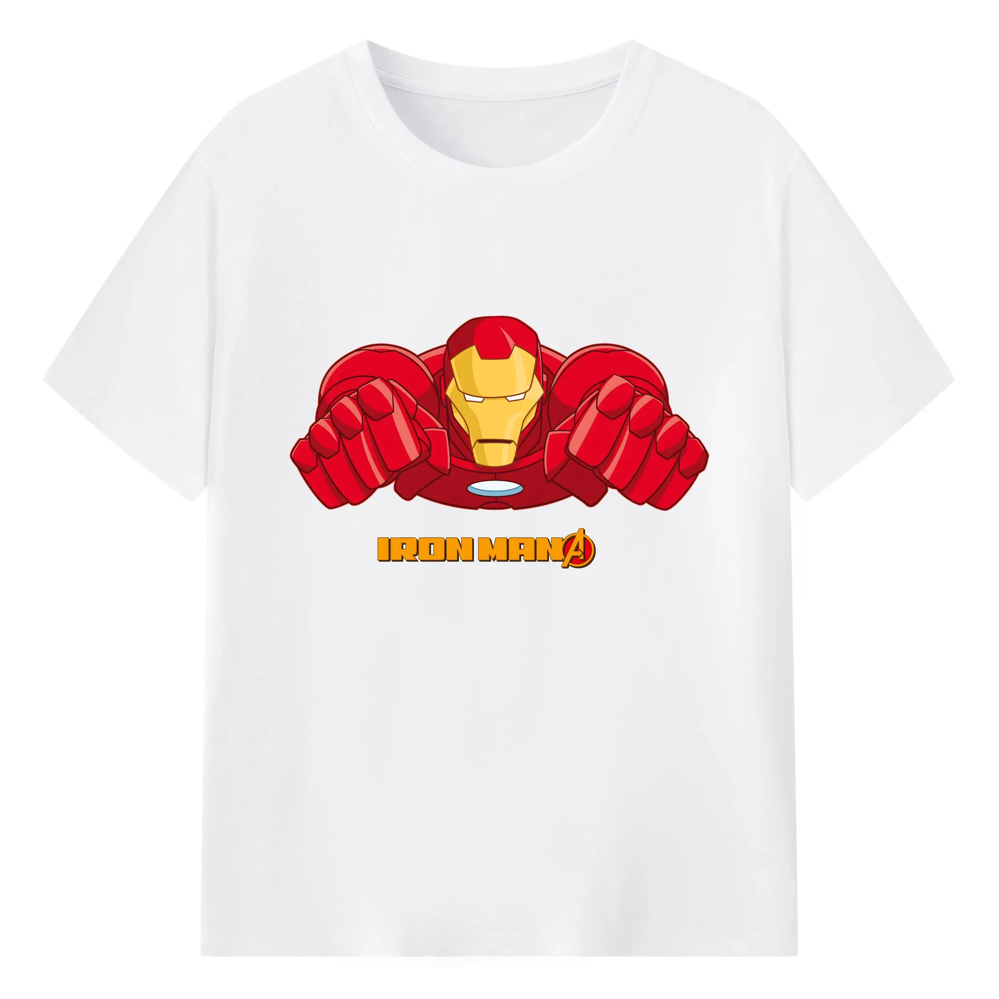 アベンジャーズ (Avenjāzu) グッズ アイアンマン（Iron Man） - 綿100％ 半袖Tシャツ ・ フロントプリント ・ 快適 通気性 ・ 日常使い 散歩 スポーツ用