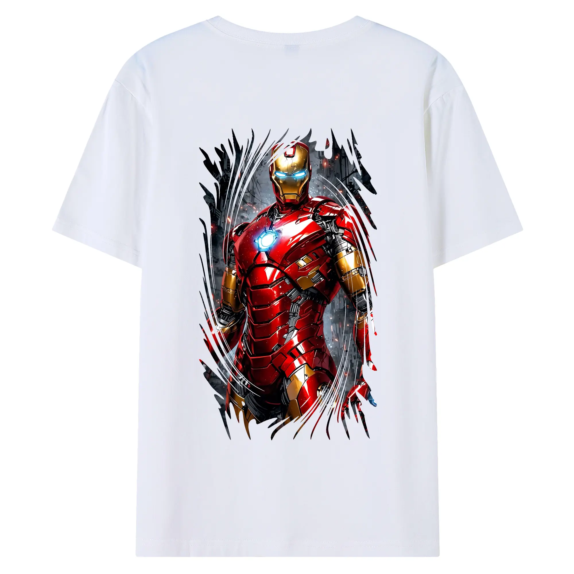アベンジャーズ (Avenjāzu) グッズ アイアンマン（Iron Man） - 綿100％ 半袖Tシャツ ・ バックプリント ・ 快適 通気性 ・ 日常使い 散歩 スポーツ用