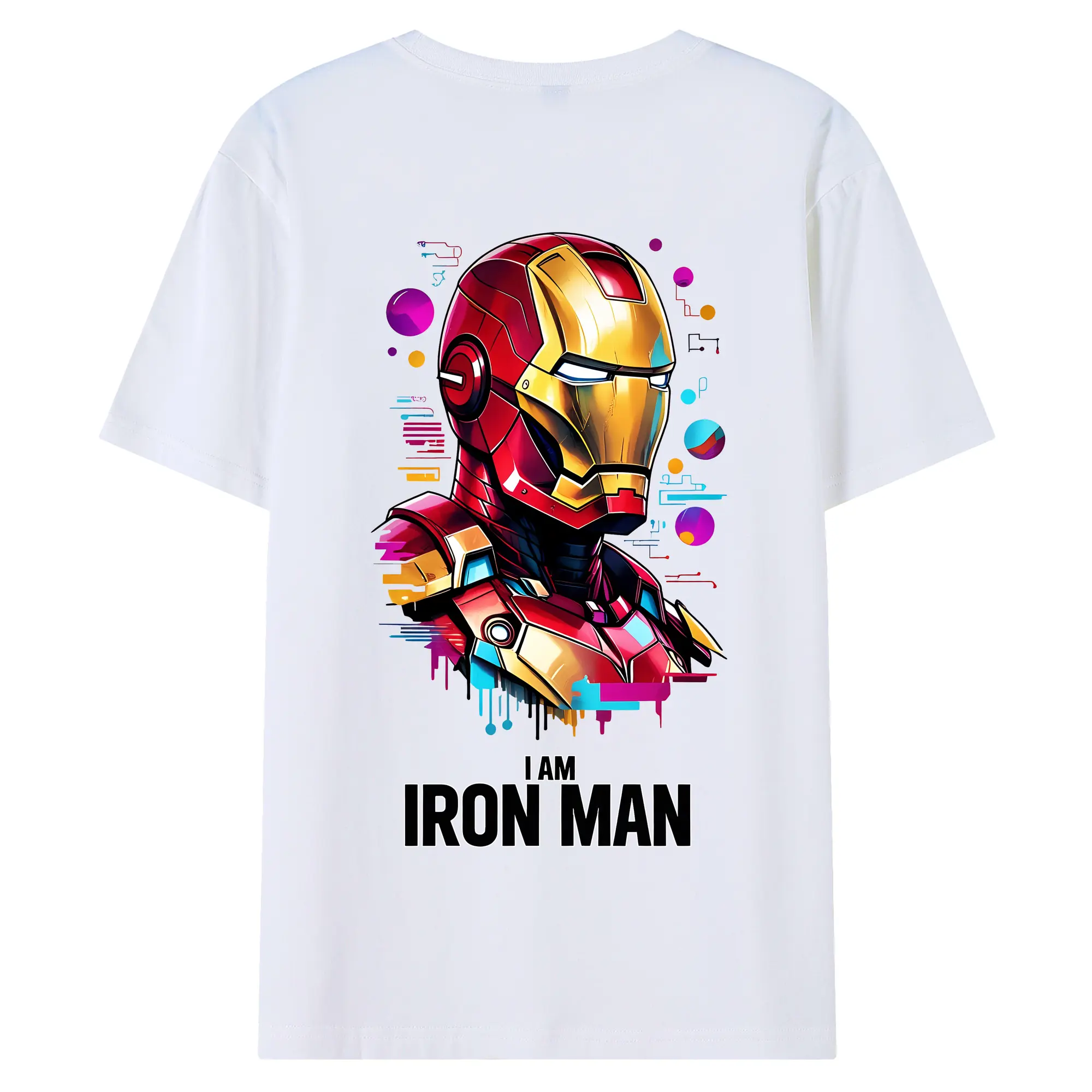 アベンジャーズ (Avenjāzu) グッズ アイアンマン（Iron Man） - 綿100％ 半袖Tシャツ ・ バックプリント ・ 快適 通気性 ・ 日常使い 散歩 スポーツ用
