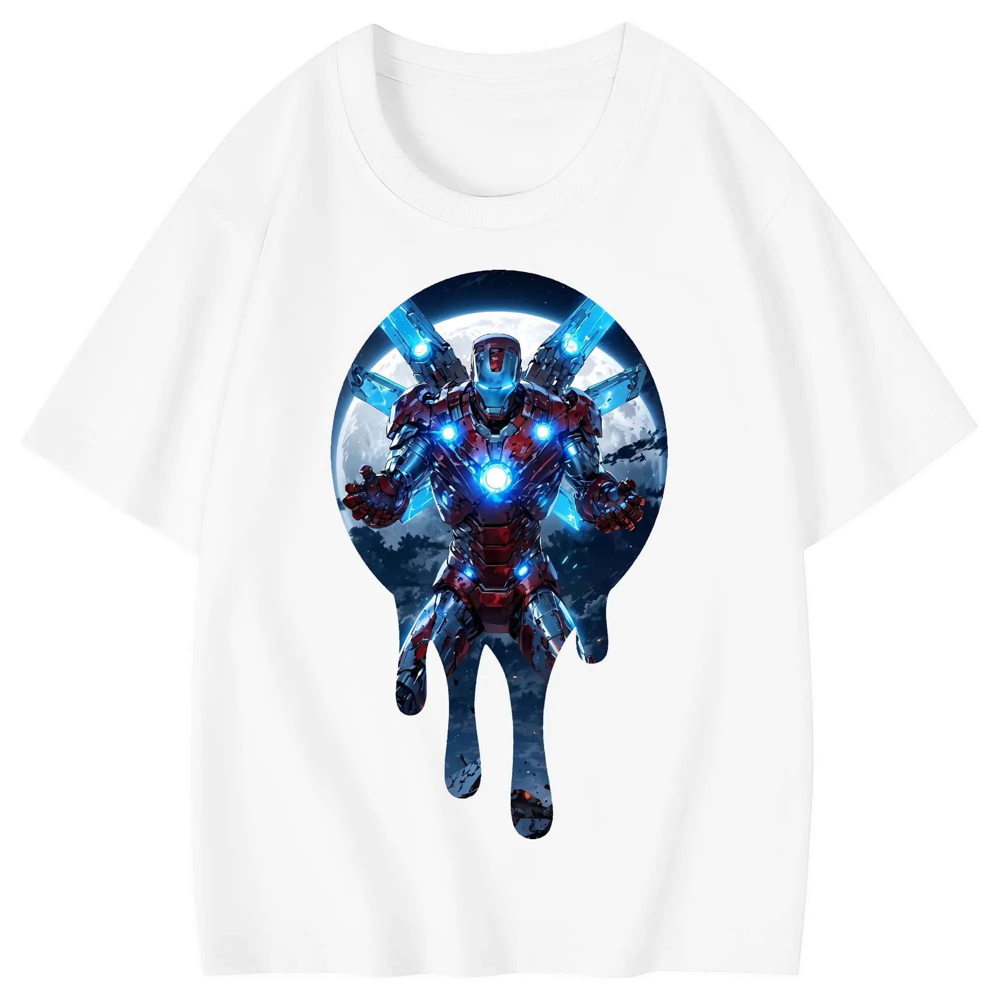 アベンジャーズ (Avenjāzu) グッズ アイアンマン（Iron Man） - 綿100％ キッズTシャツ ・ フロントプリント ・ 快適 通気性 ・ スポーツ カジュアル 散歩用