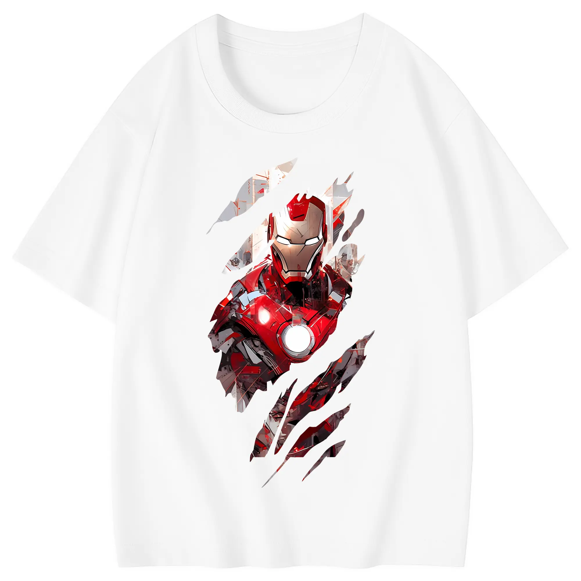 アベンジャーズ (Avenjāzu) グッズ アイアンマン（Iron Man） - 綿100％ キッズTシャツ ・ フロントプリント ・ 快適 通気性 ・ スポーツ カジュアル 散歩用