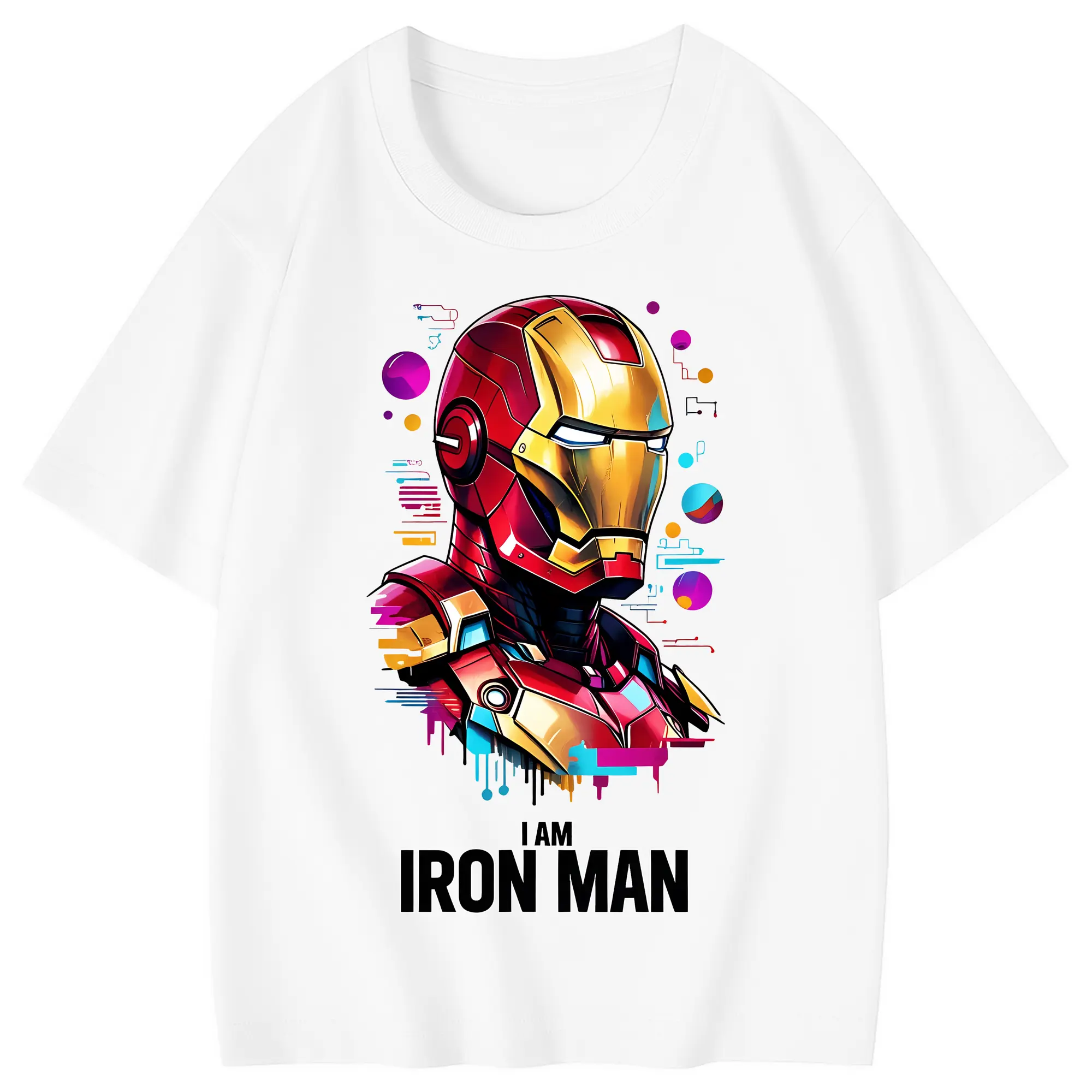 アベンジャーズ (Avenjāzu) グッズ アイアンマン（Iron Man） - 綿100％ キッズTシャツ ・ フロントプリント ・ 快適 通気性 ・ スポーツ カジュアル 散歩用