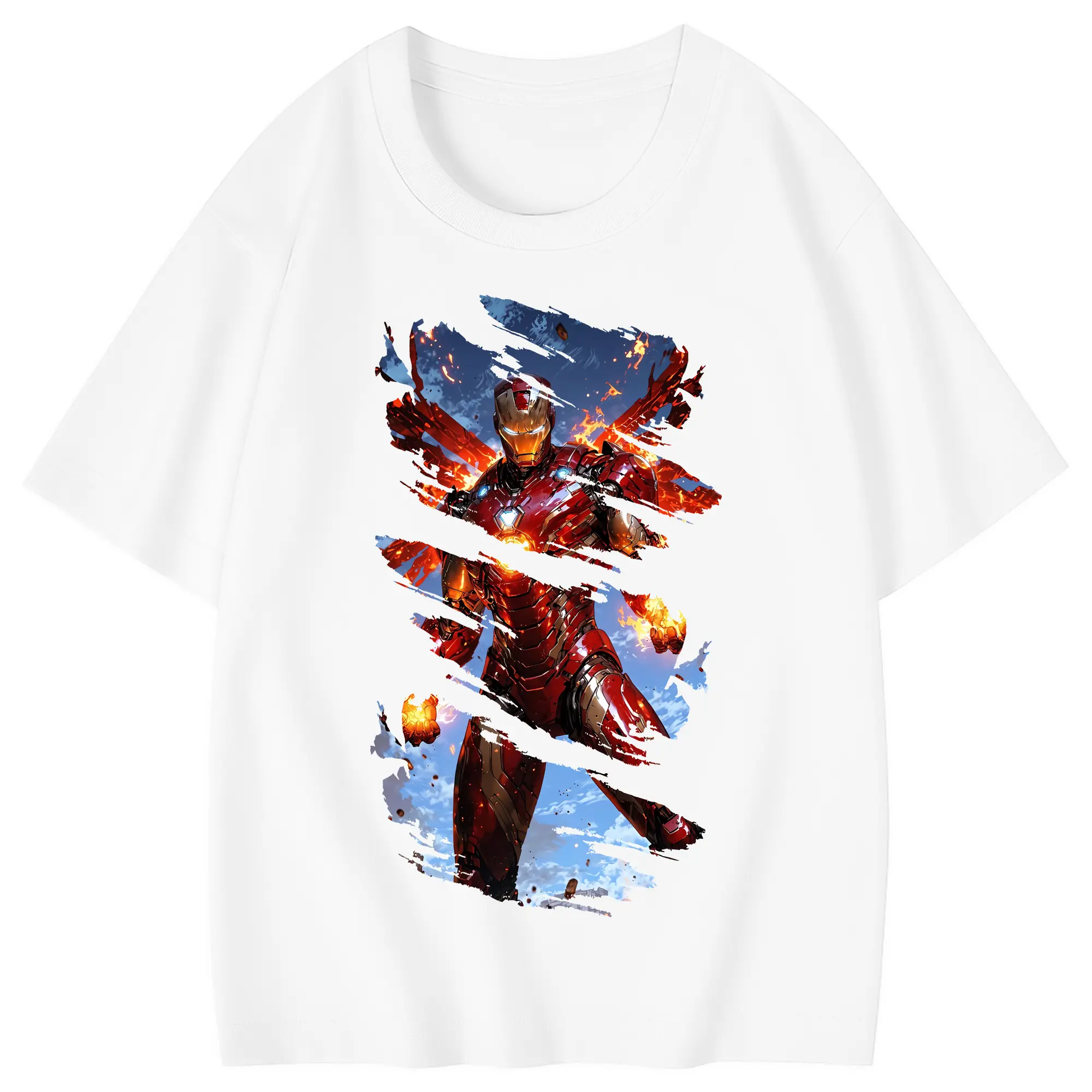 アベンジャーズ (Avenjāzu) グッズ アイアンマン（Iron Man） - 綿100％ キッズTシャツ ・ フロントプリント ・ 快適 通気性 ・ スポーツ カジュアル 散歩用